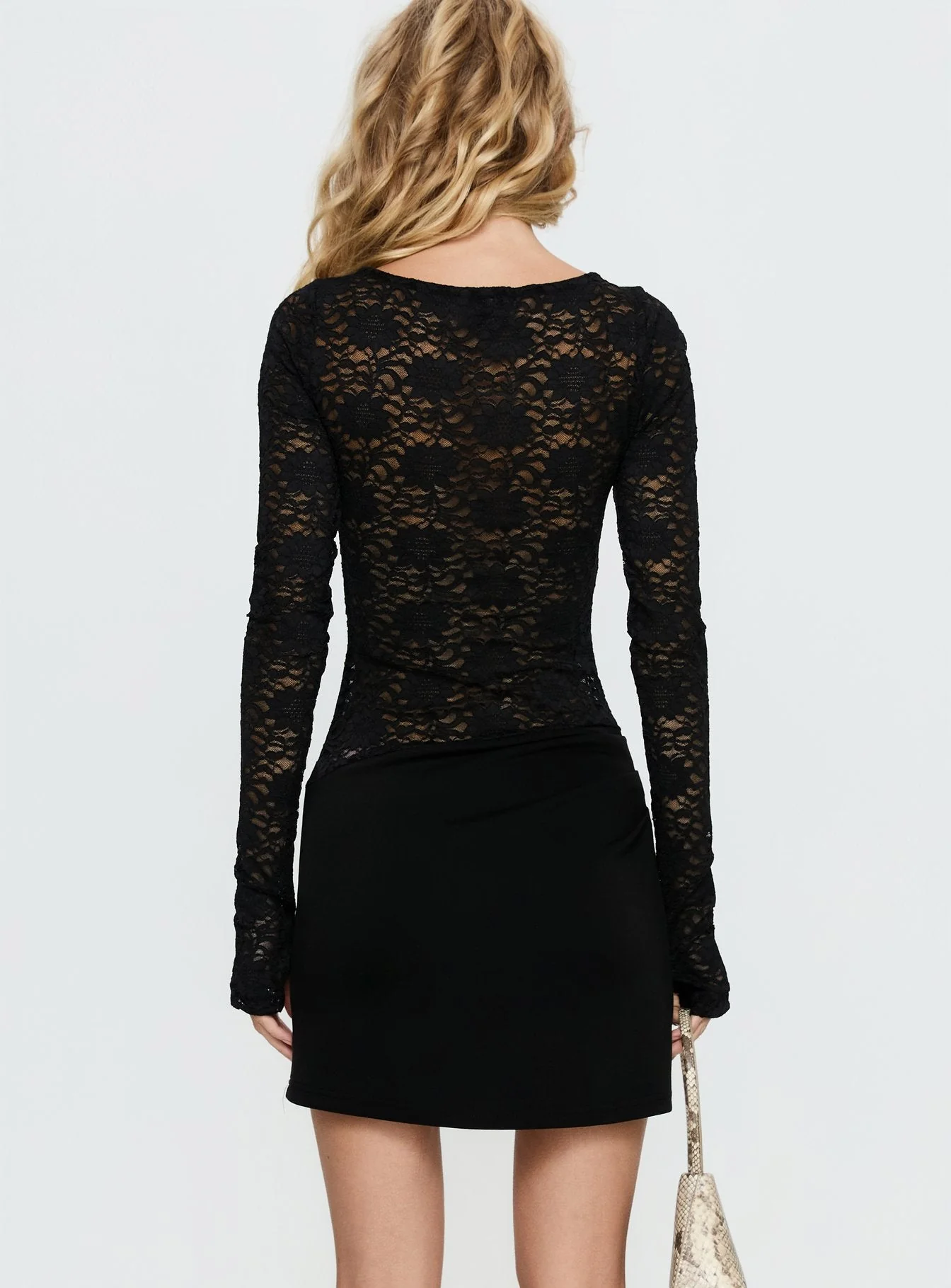 Savanha Lace Cut Out Mini Dress Black - Image 5