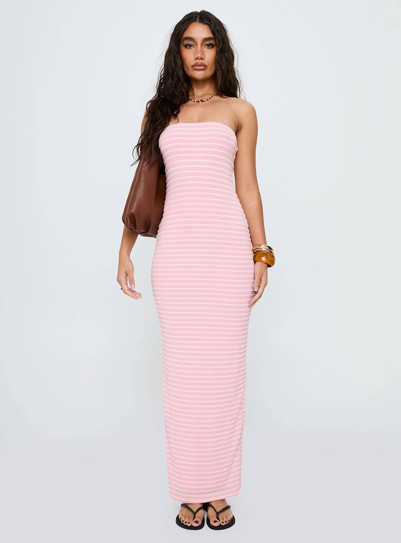 Savins Strapless Maxi Dress Pink Stripe - Image 6