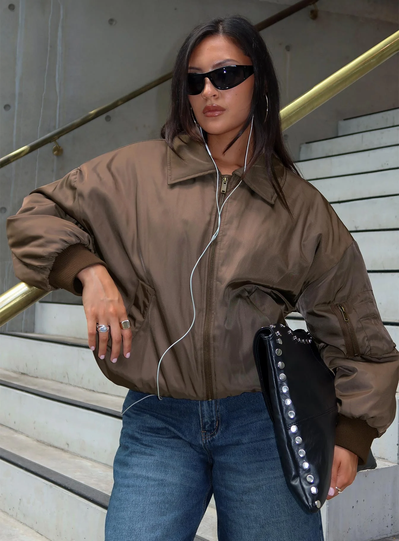 Say Less Bomber Jacket Dark Brown - Image 9