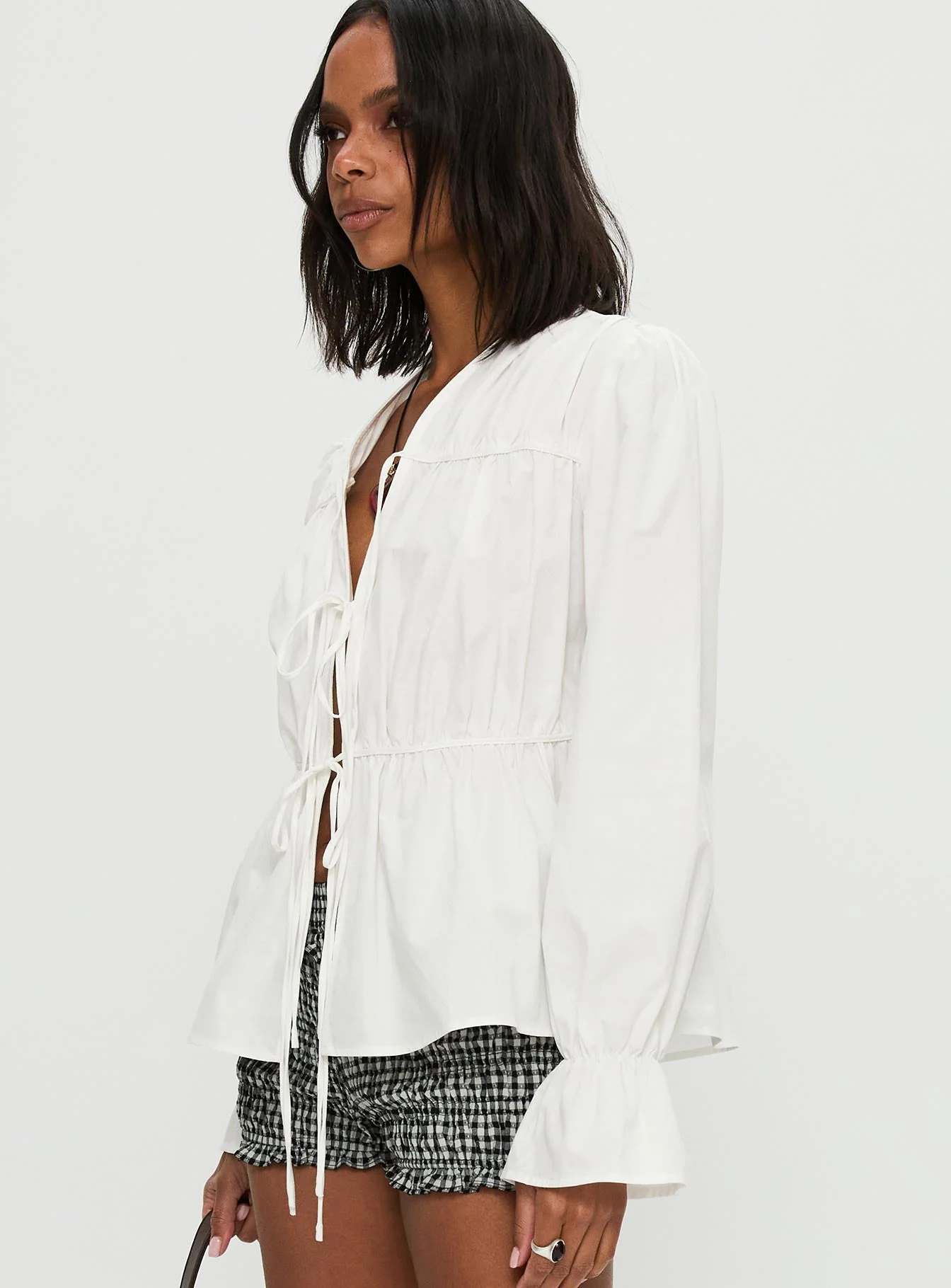 Scarlotte Bow Tie Top White - Image 4