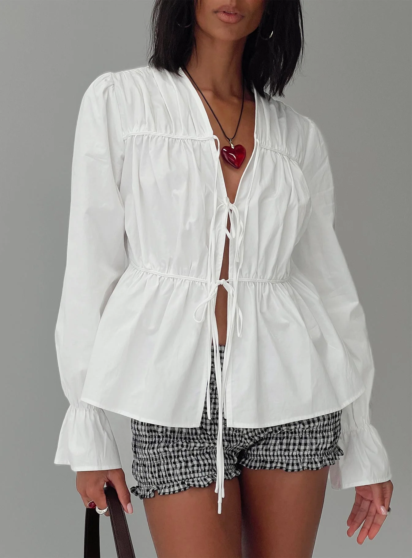 Scarlotte Bow Tie Top White - Image 8