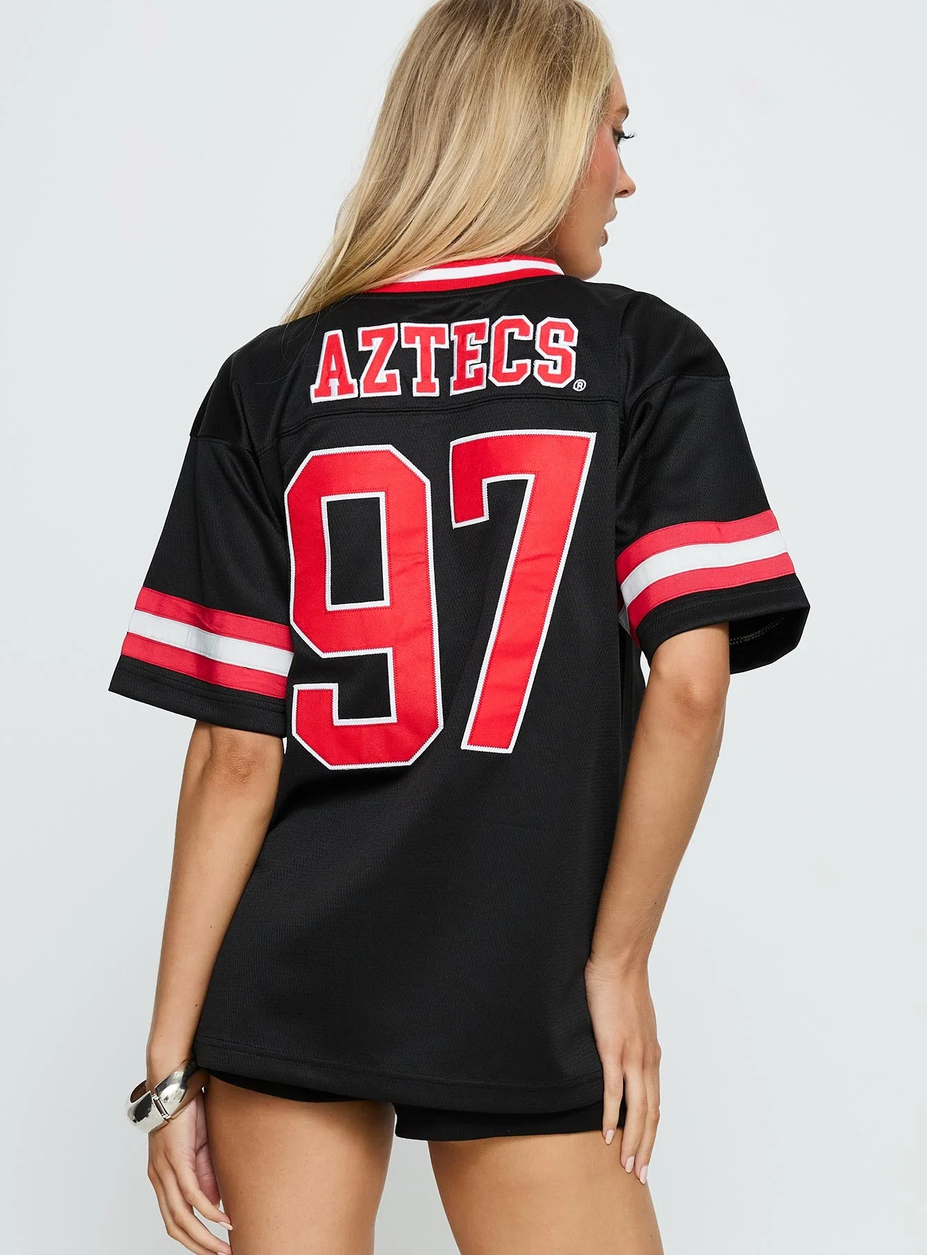 SDSU Football Button Down Jersey Black - Image 5