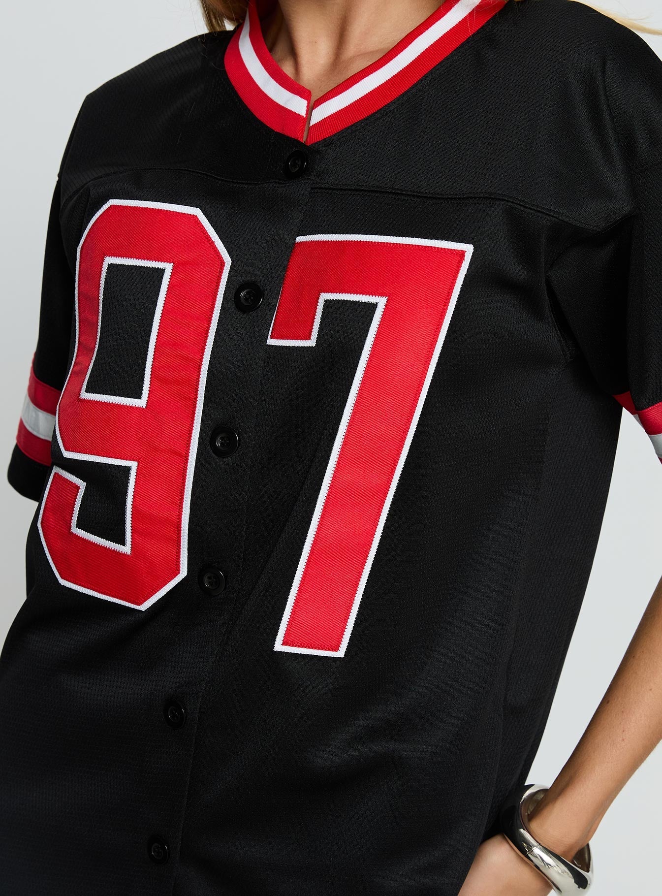 SDSU Football Button Down Jersey Black - Image 6