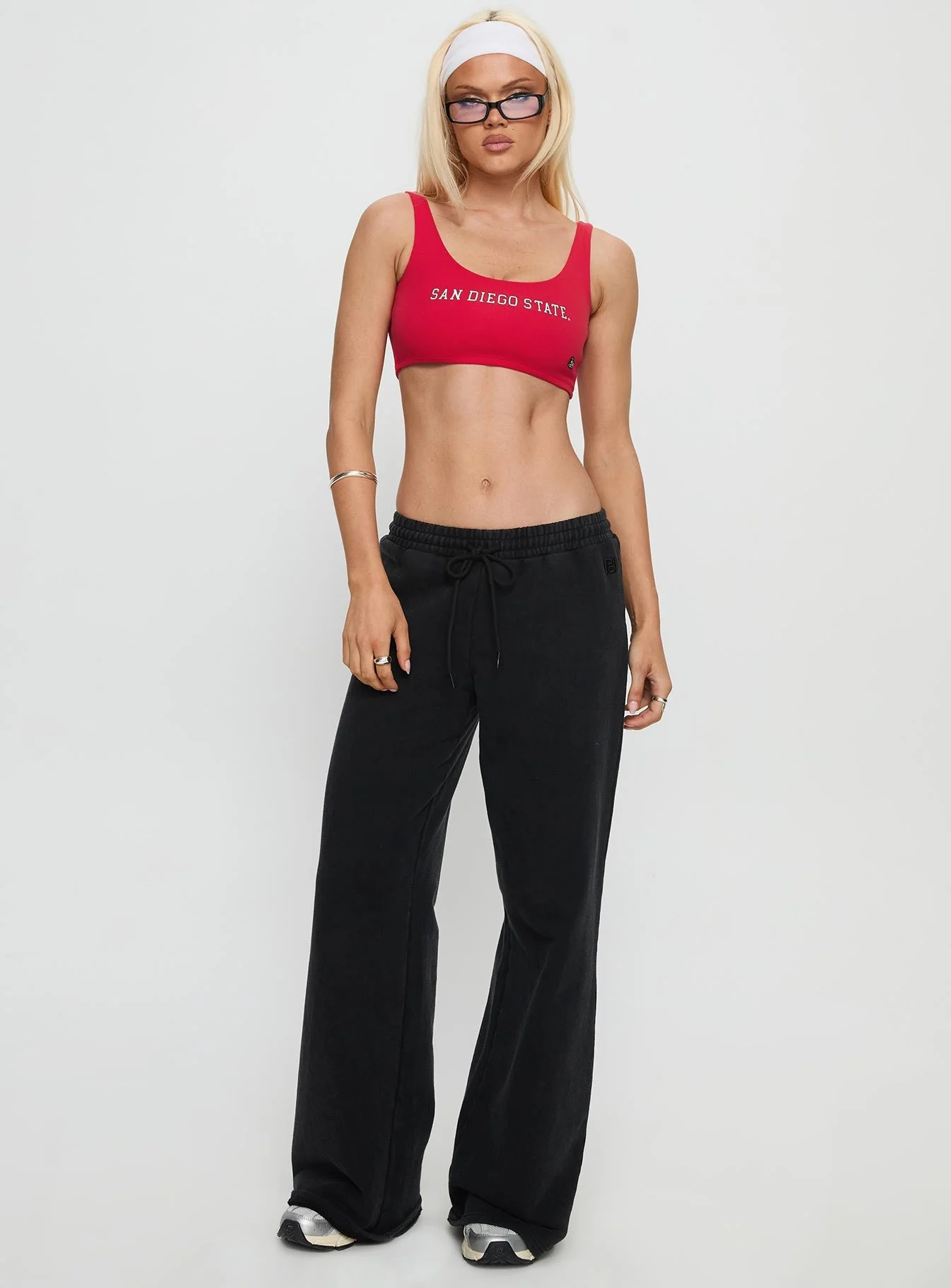 SDSU Scoop Neck Crop Top Red - Image 2