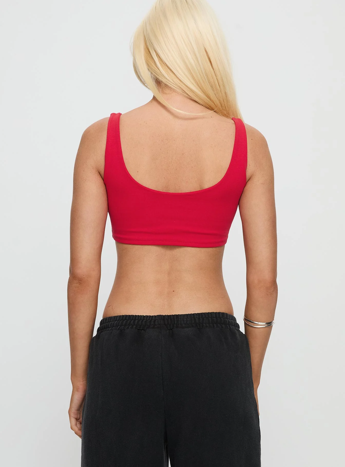 SDSU Scoop Neck Crop Top Red - Image 4