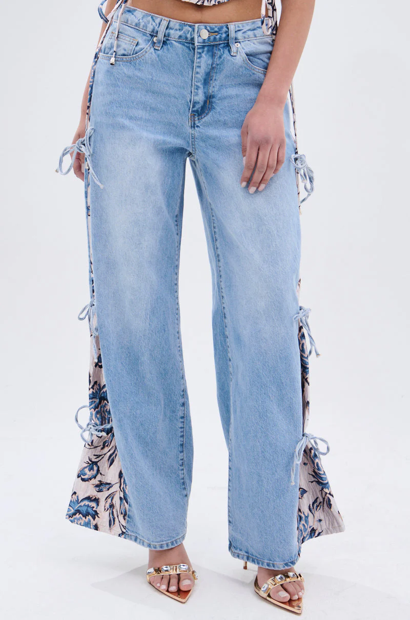 SEASONAL AWAKENING BROCADE PATCH DENIM JEANS - Image 3