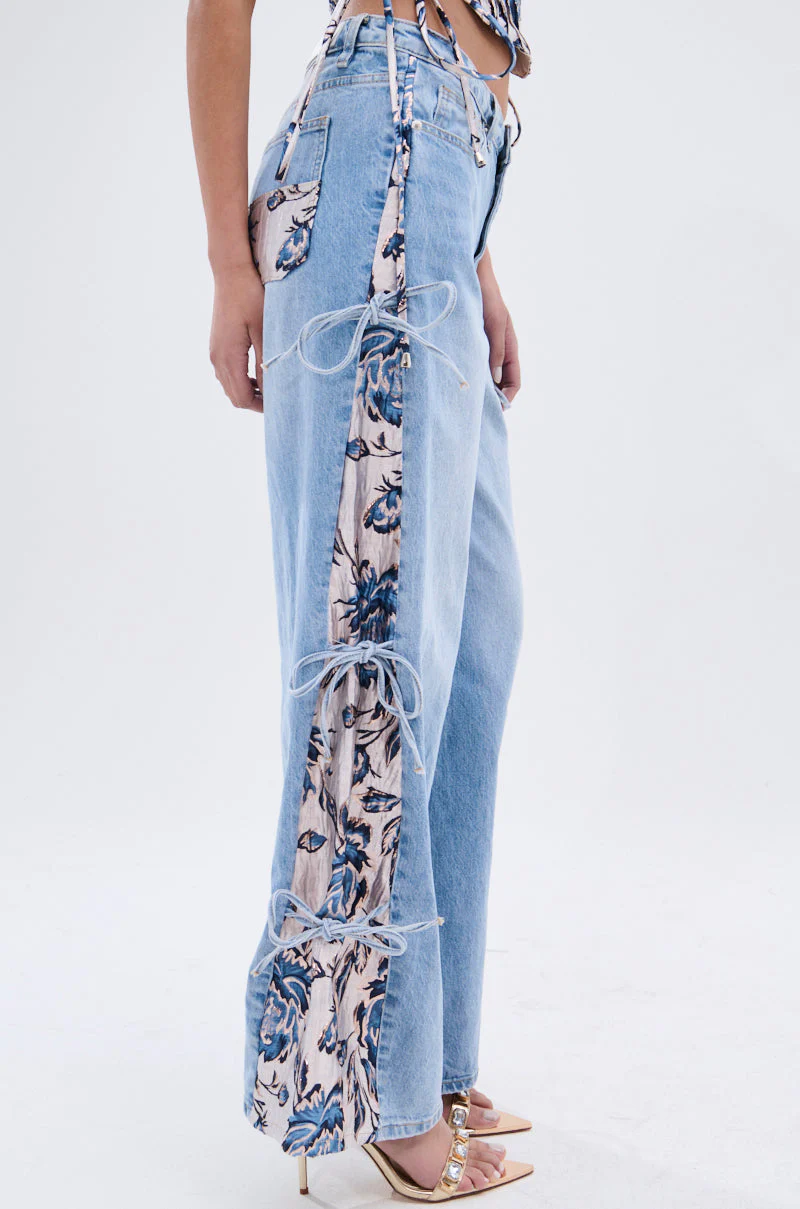 SEASONAL AWAKENING BROCADE PATCH DENIM JEANS - Image 6
