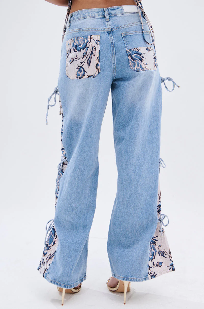 SEASONAL AWAKENING BROCADE PATCH DENIM JEANS - Image 7