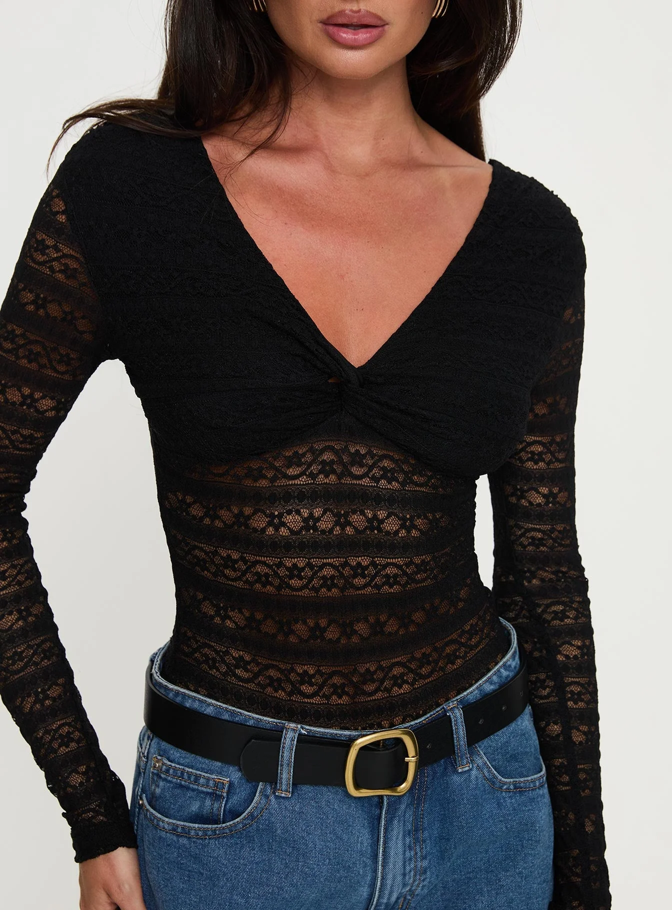 Secret Of Us Off Shoulder Lace Bodysuit Black - Image 6