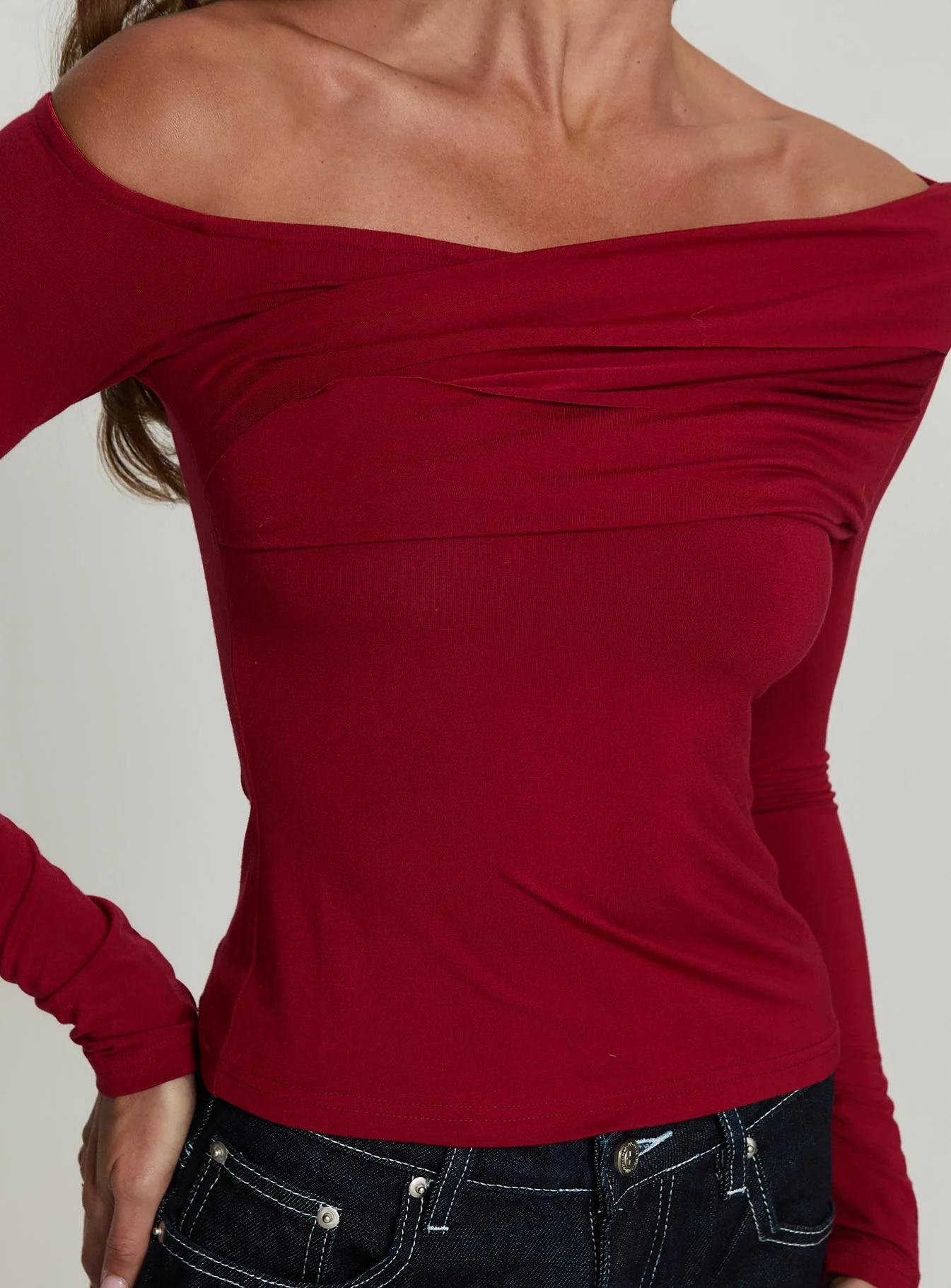 Sedonia Gathered Wrap Top Red - Image 6
