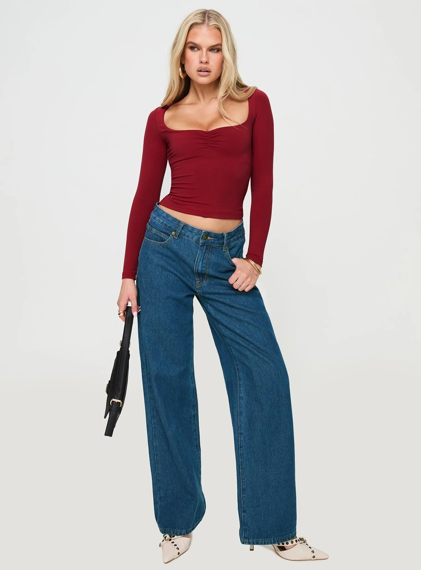 Selenie Long Sleeve Top Red - Image 3
