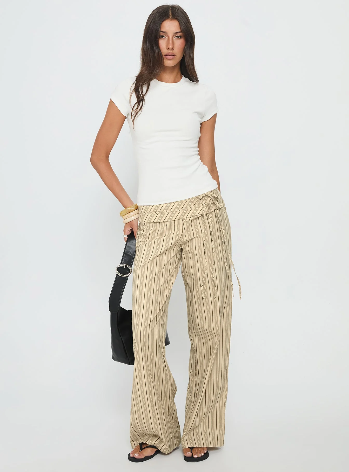Seneca Wrap Pant Beige Stripe - Image 3