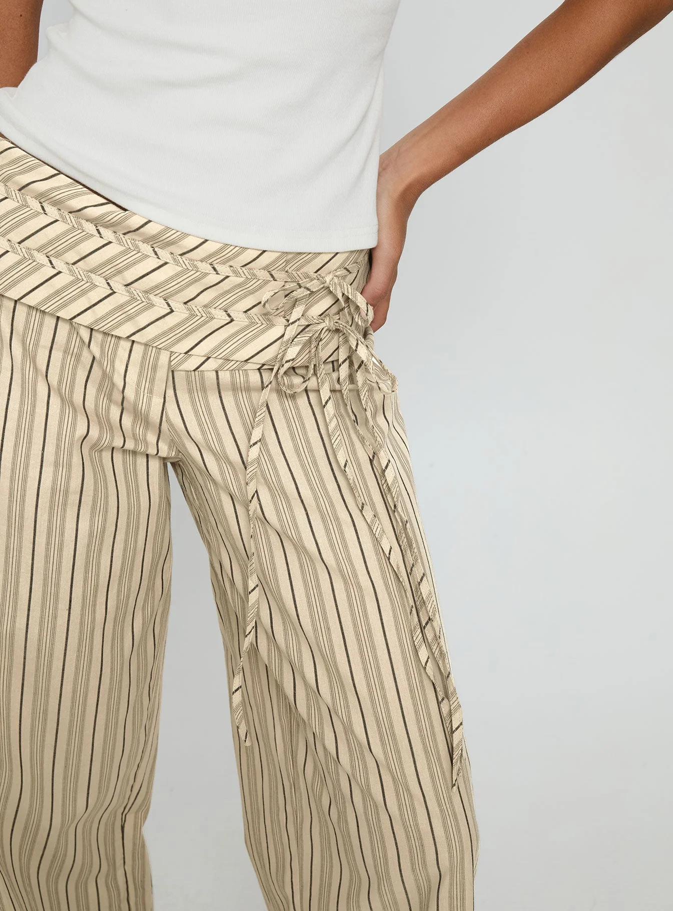 Seneca Wrap Pant Beige Stripe - Image 6