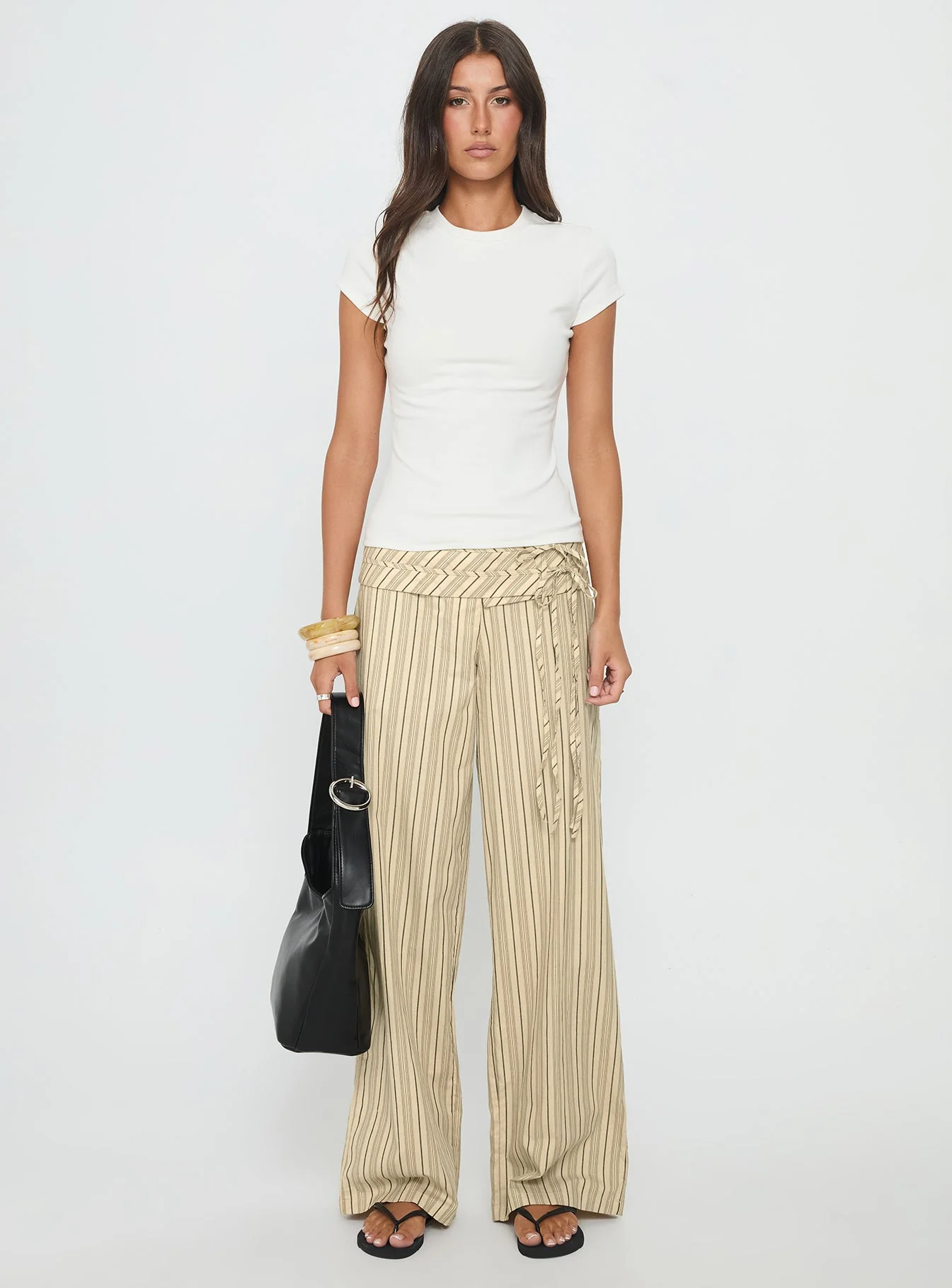 Seneca Wrap Pant Beige Stripe - Image 7
