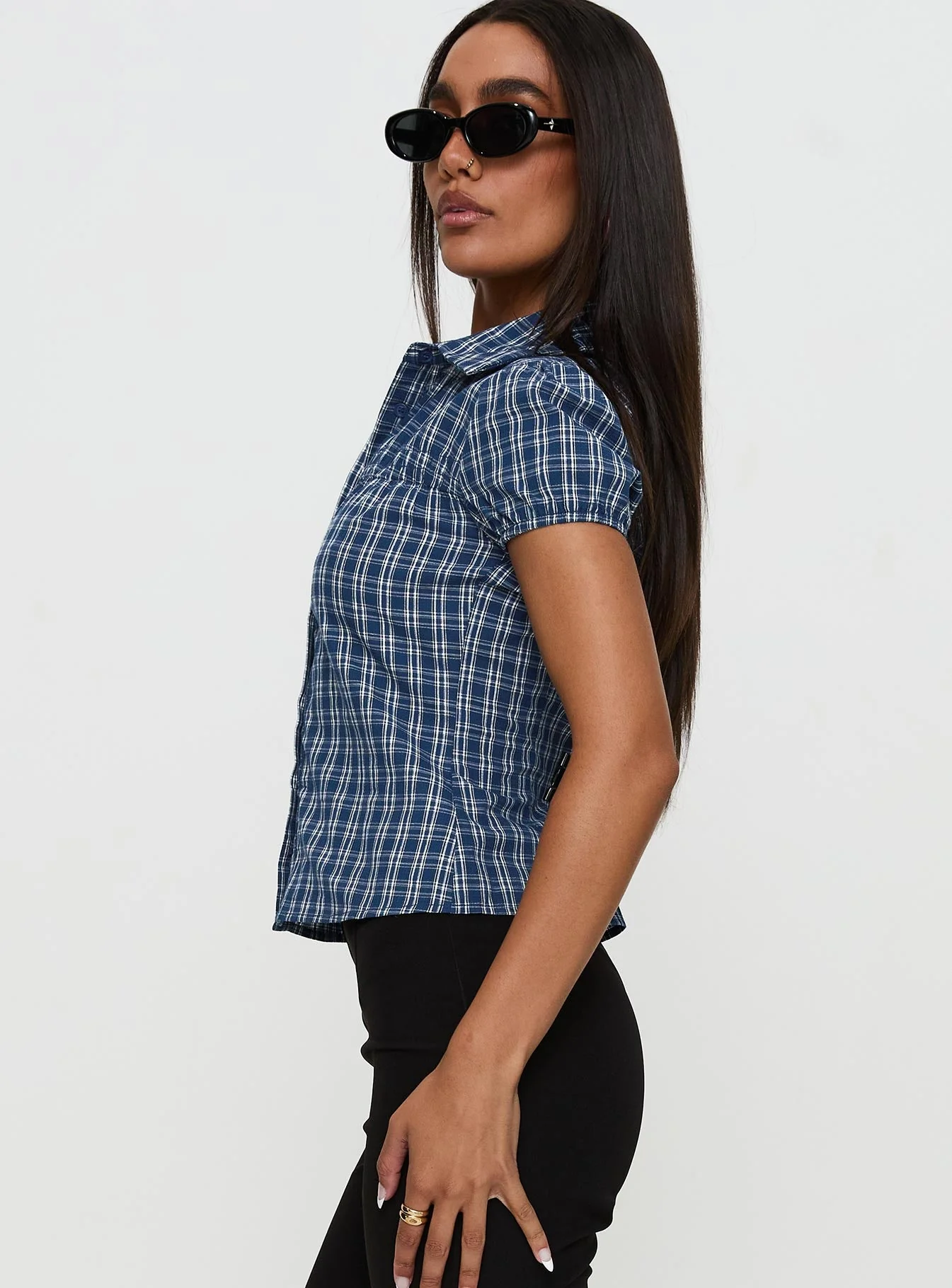 Separate Scenes Button Up Top Blue Check - Image 4