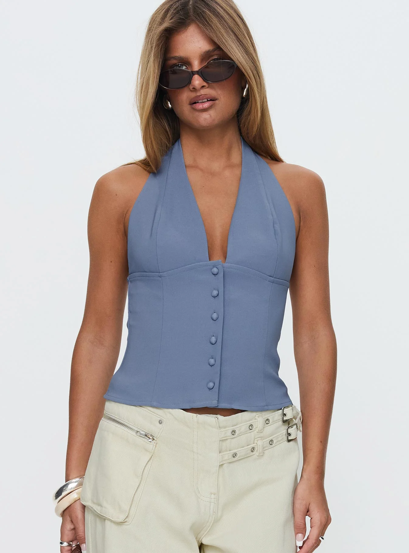 Serefina Halter Top Blue Slate - Image 2