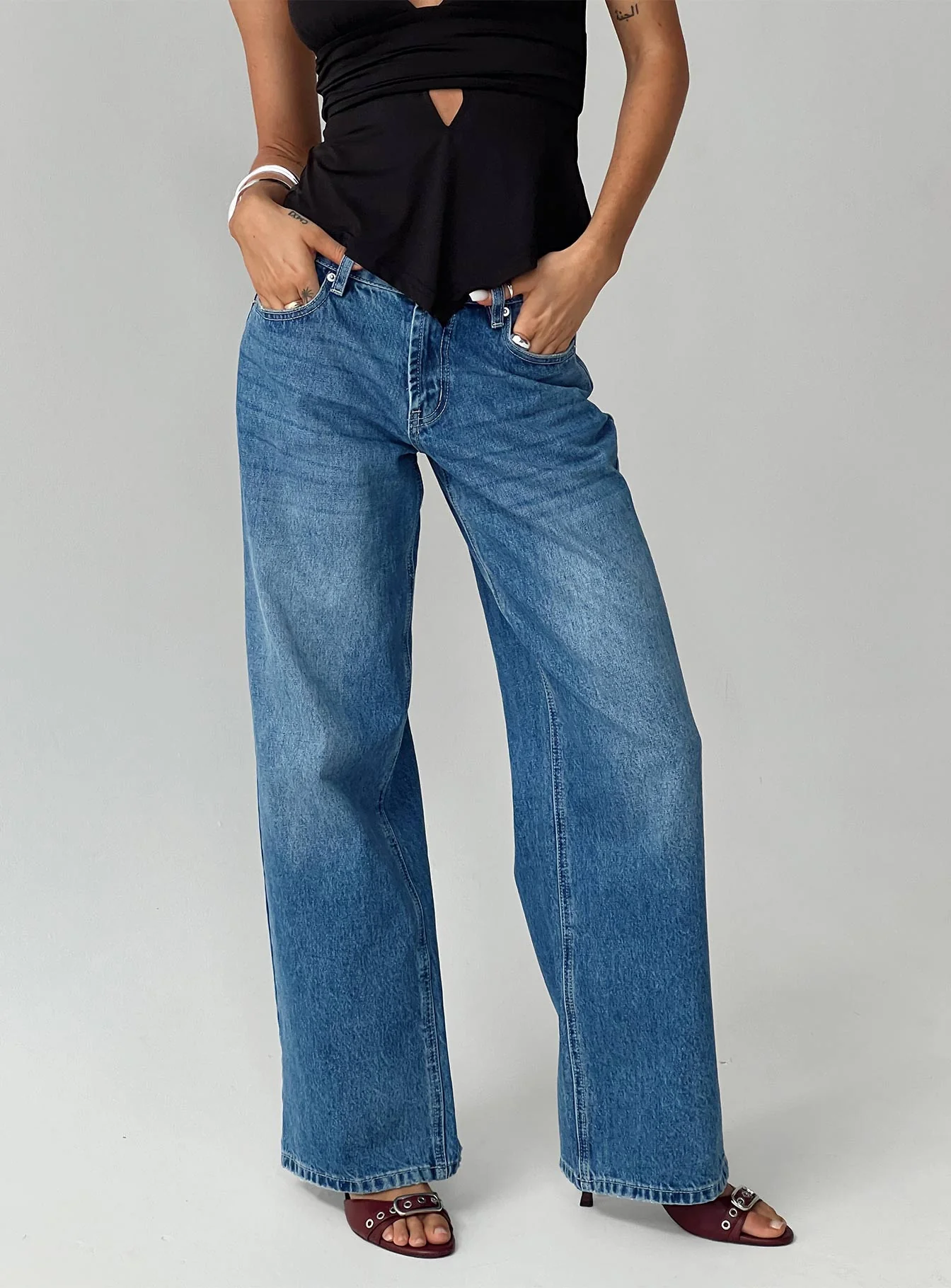 Serenitia Mid Rise Straight Leg Jeans Mid Blue Wash Tall - Image 8