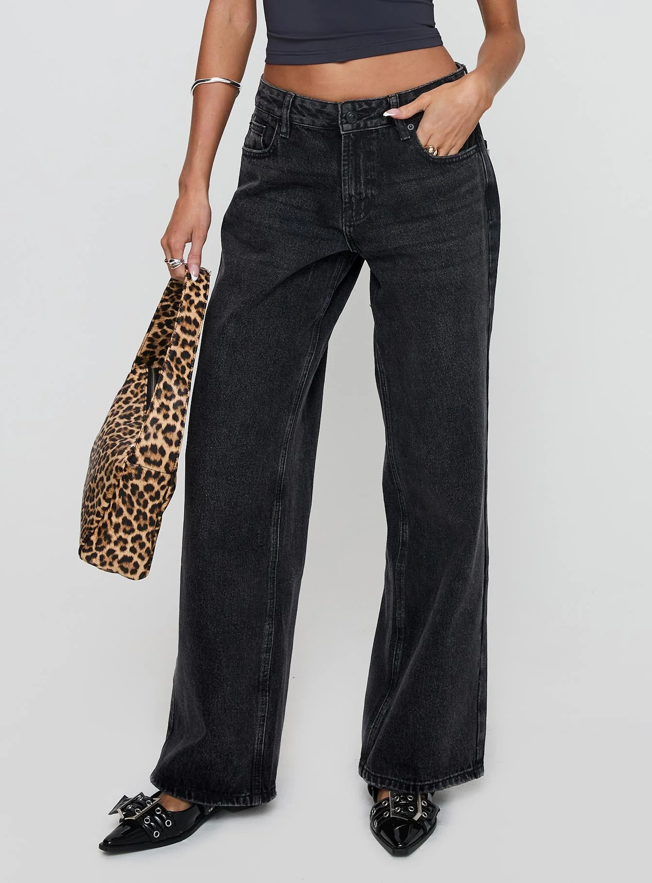 Serenitia Mid Rise Straight Leg Jeans Washed Black Tall - Image 2