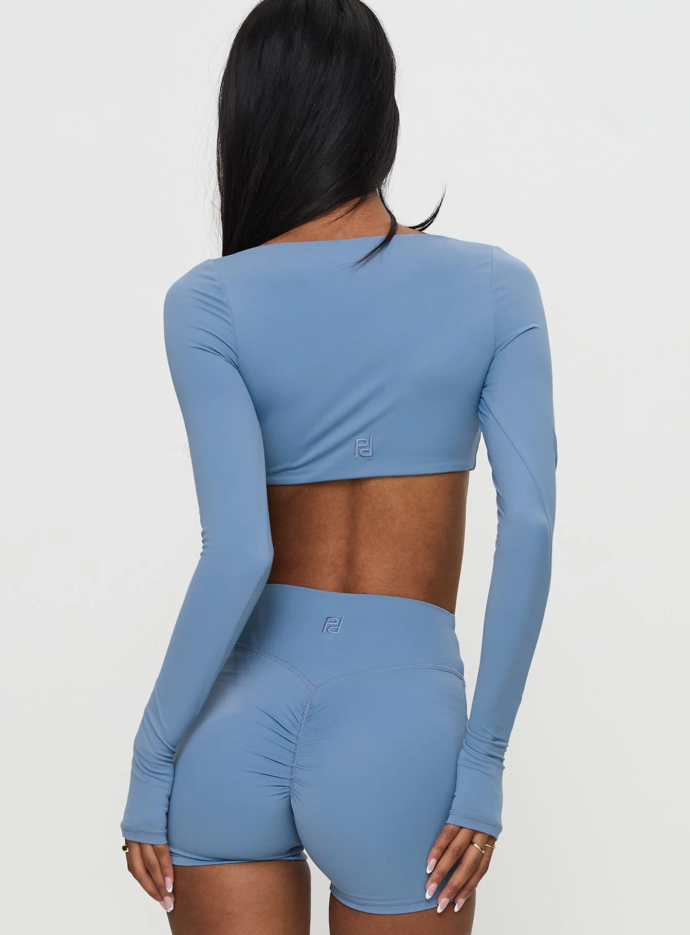 Set Point Active Square Neck Long Sleeve Top Blue - Image 4