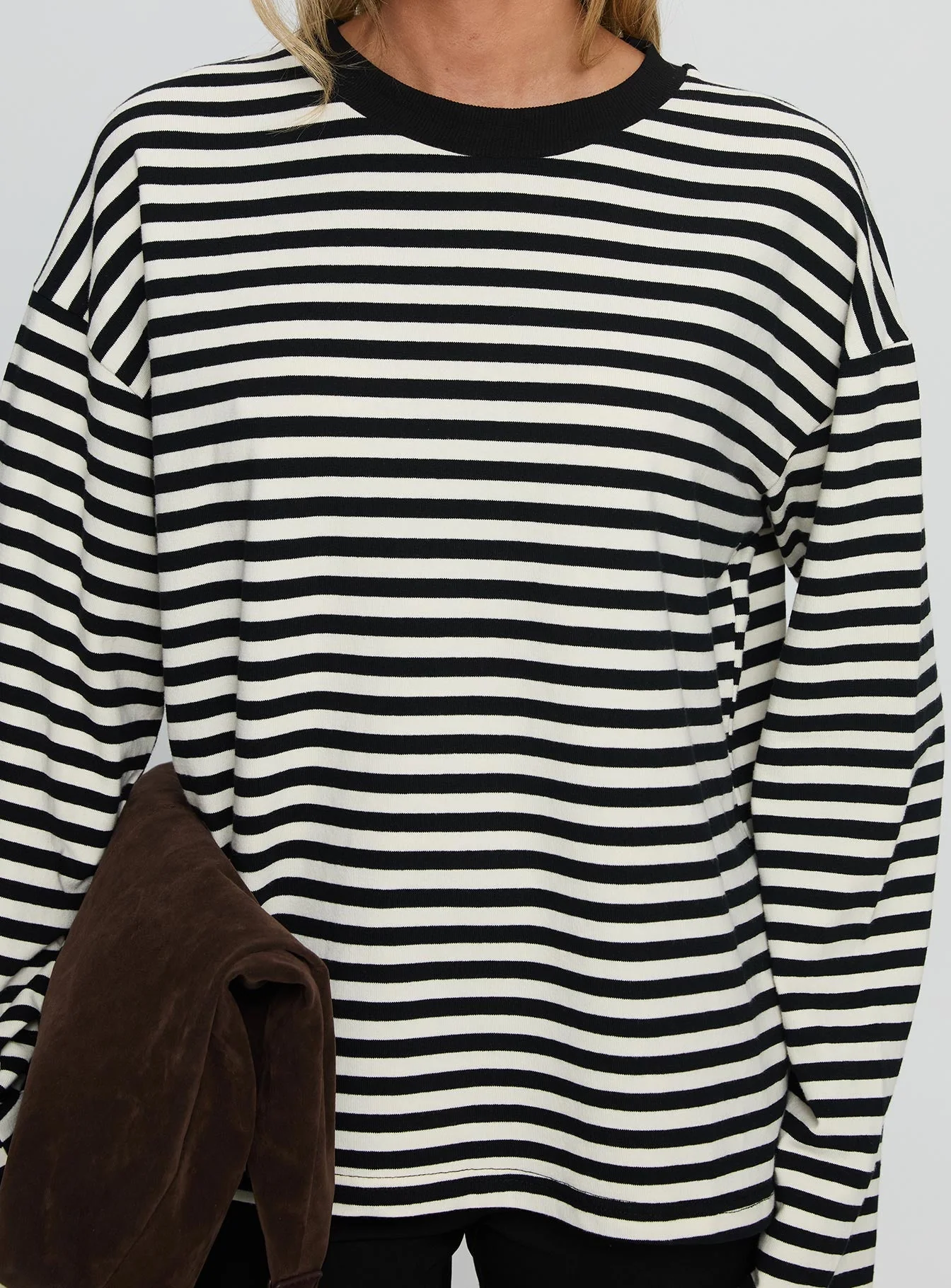 Settle Down Long Sleeve Top Black / White Stripe - Image 6