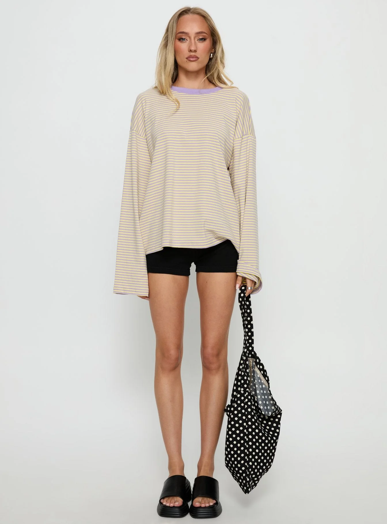 Settle Down Long Sleeve Top Lilac / Lemon Stripe - Image 6