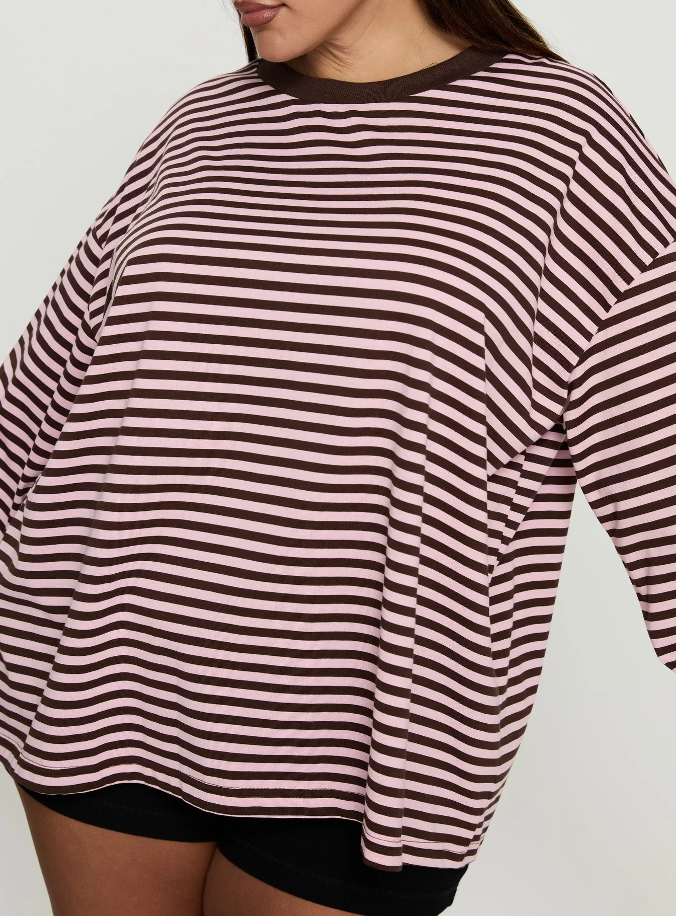 Settle Down Long Sleeve Top Pink / Brown Stripe Curve - Image 6