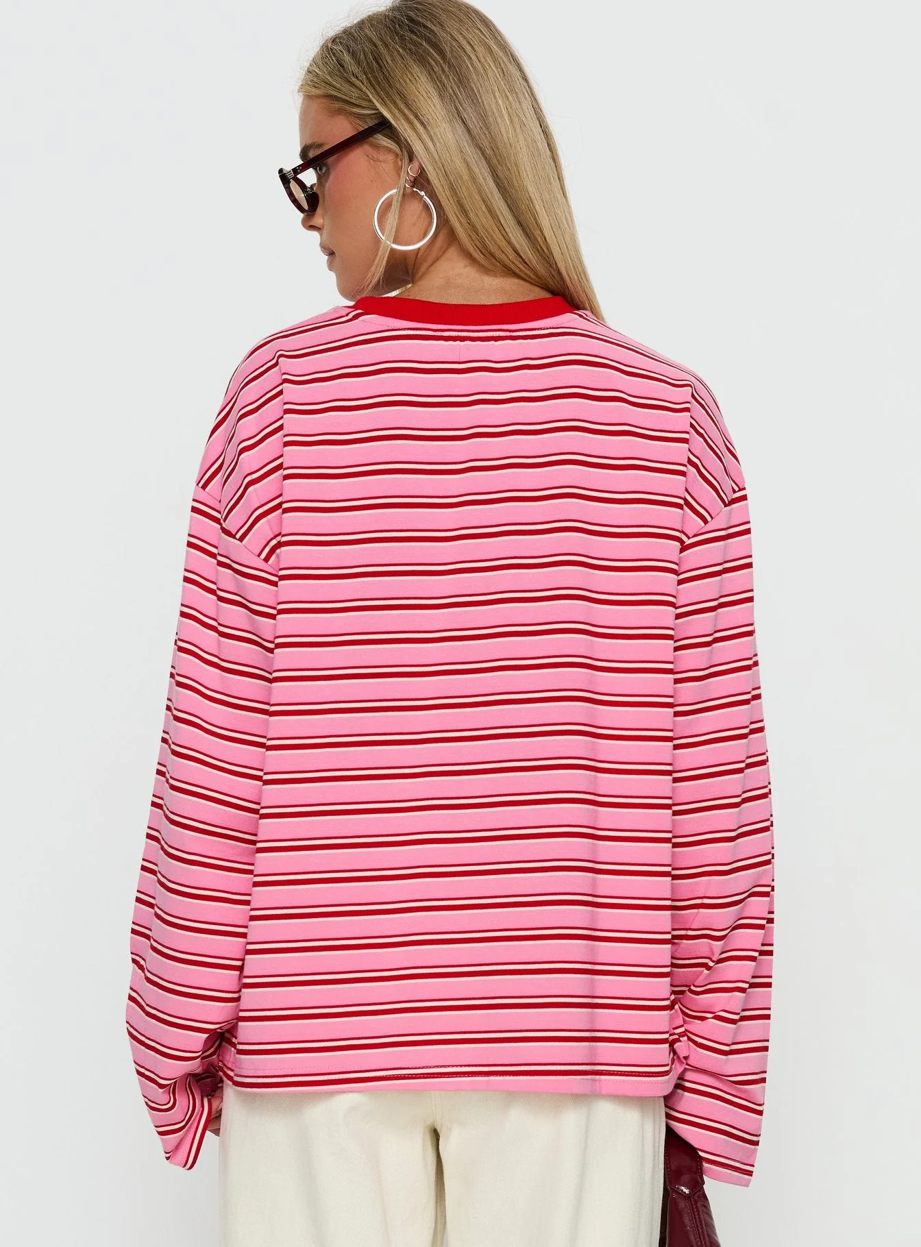 Settle Down Long Sleeve Top Pink / Red Stripe - Image 5
