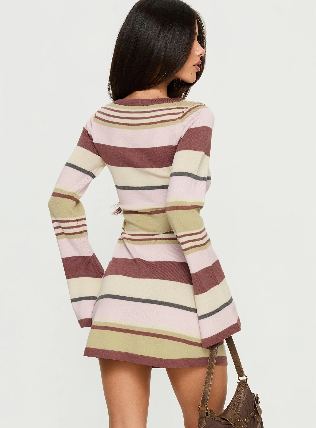 Shandee Knit Long Sleeve Mini Dress Multi Stripe - Image 4