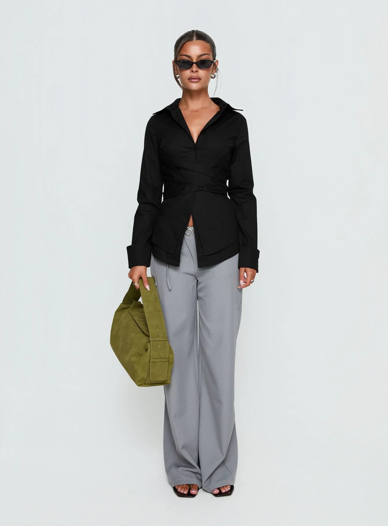 Shapeshifter Twist Long Sleeve Shirt Black - Image 2