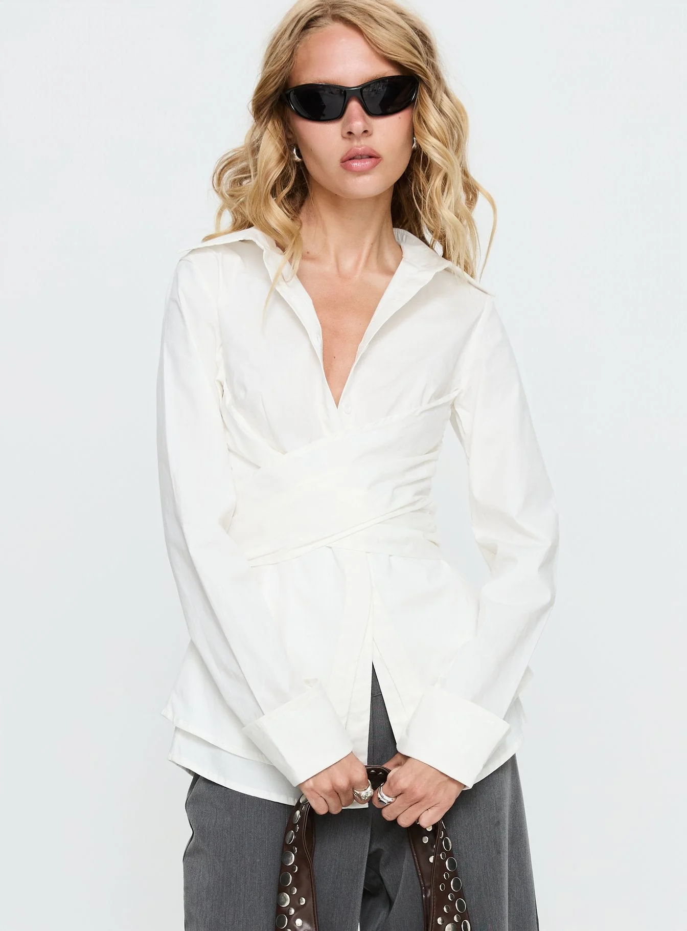 Shapeshifter Twist Long Sleeve Shirt White