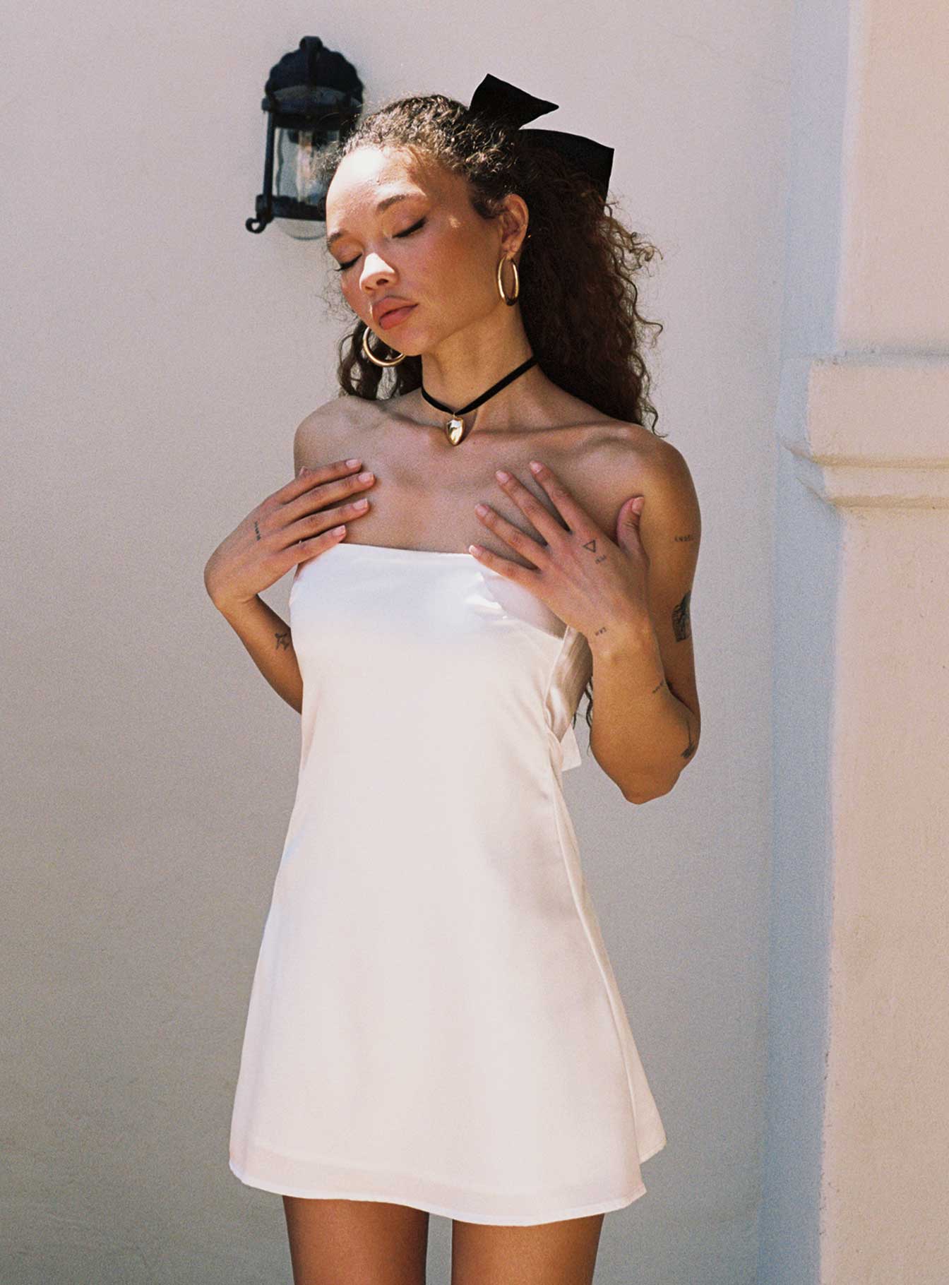 Shaya Strapless Mini Dress White - Image 3