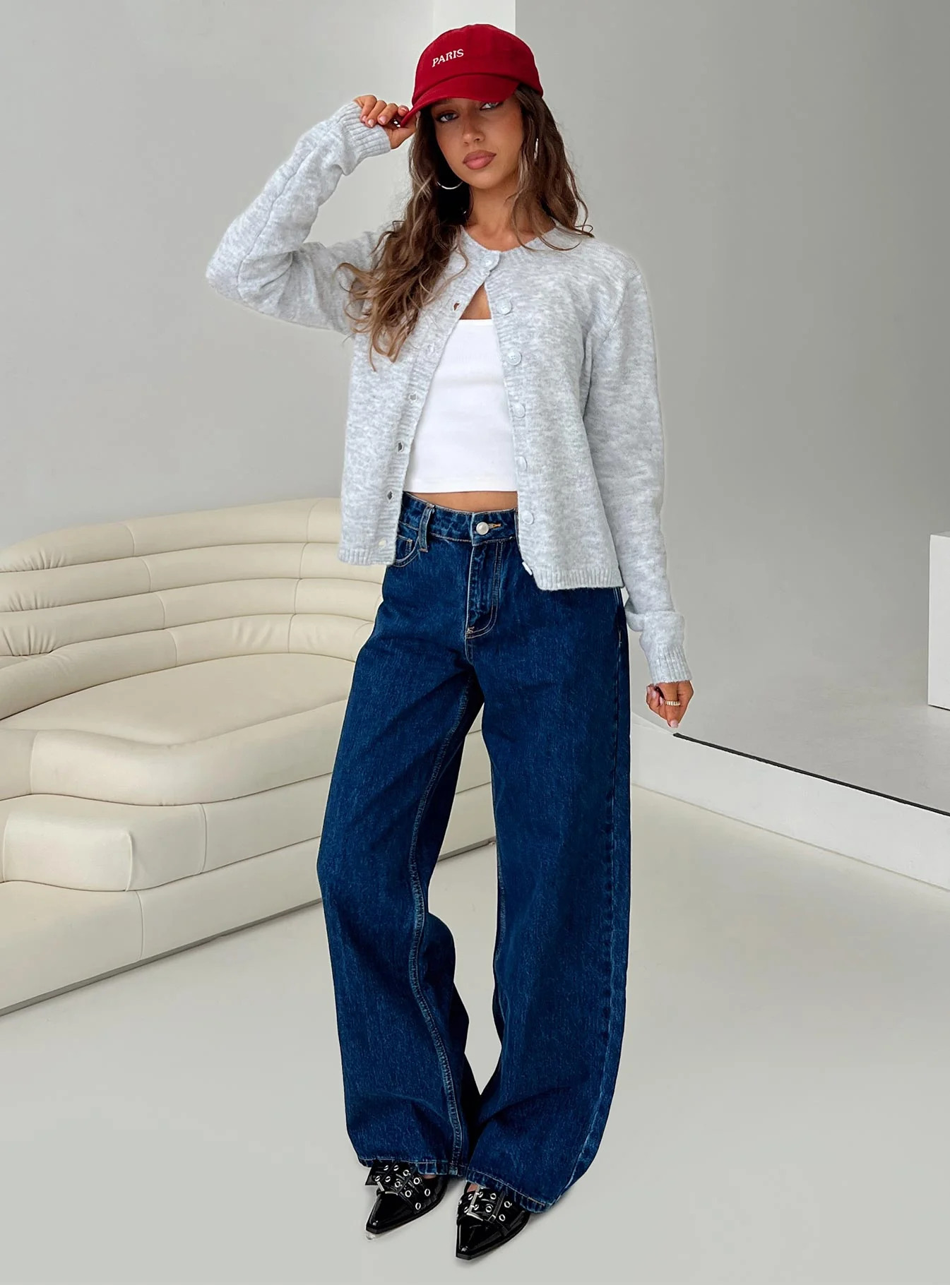 Shima Low Rise Straight Leg Jeans Mid Wash