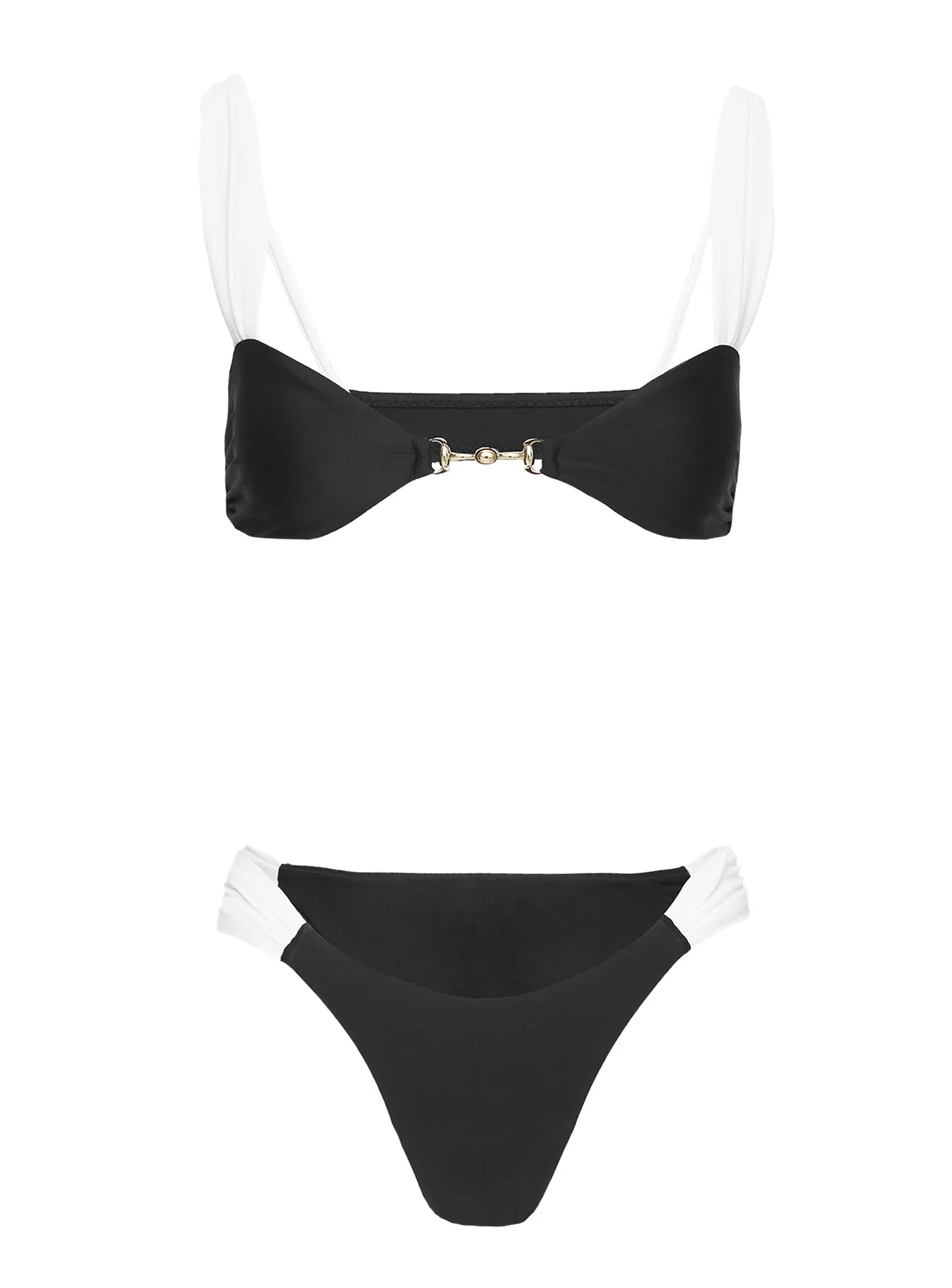 Siamese Ruched Bikini Bottom Black / White - Image 5