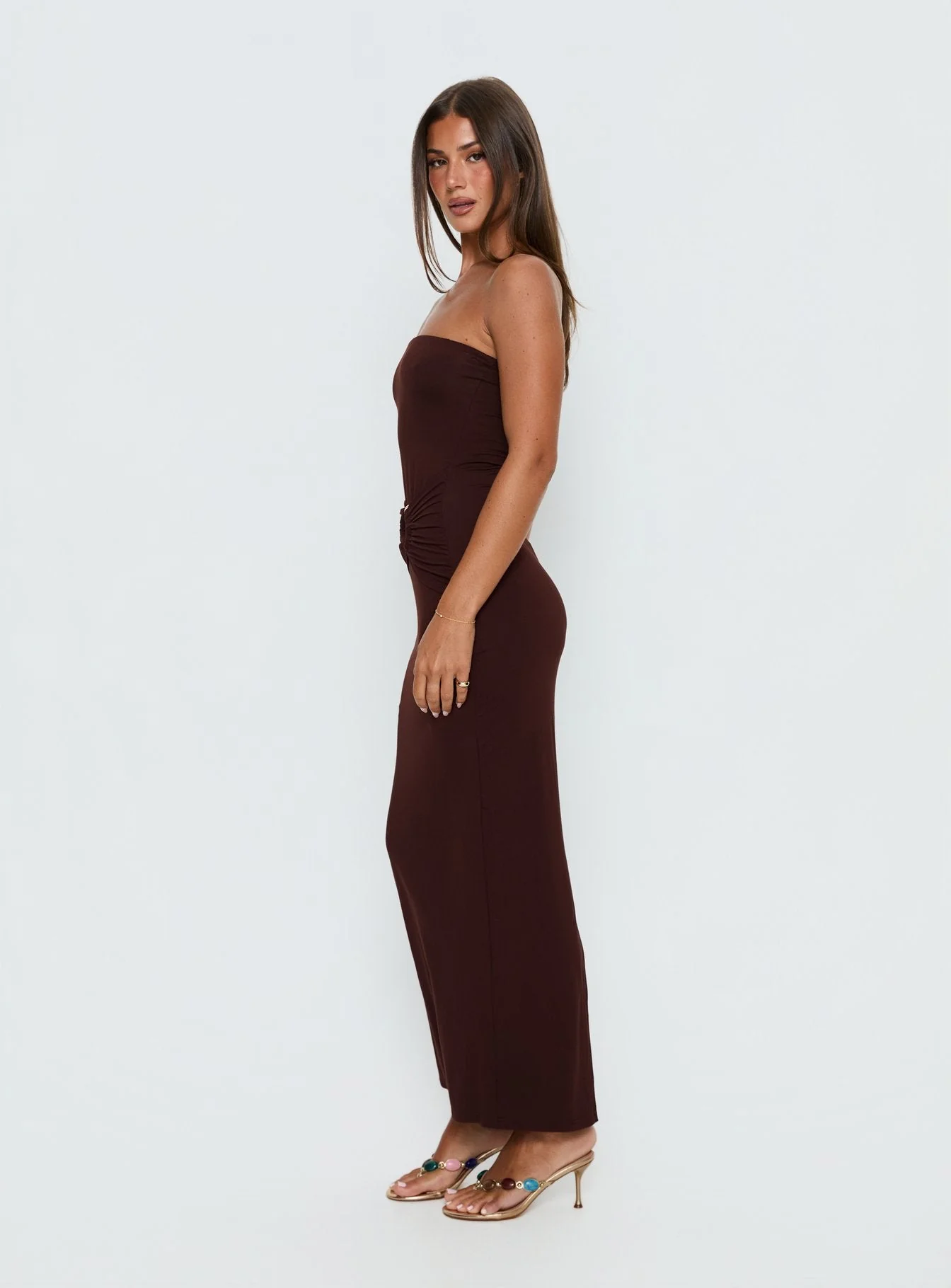 Signature Move Strapless Maxi Dress Chocolate Brown - Image 3
