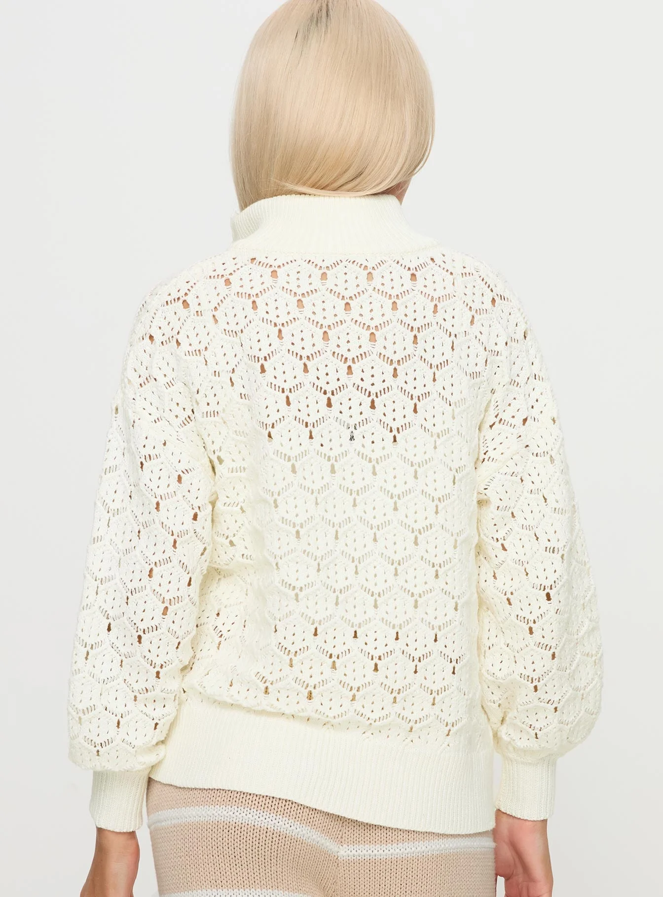 Sirena Zip Through Knit Sweater Cream - Image 5