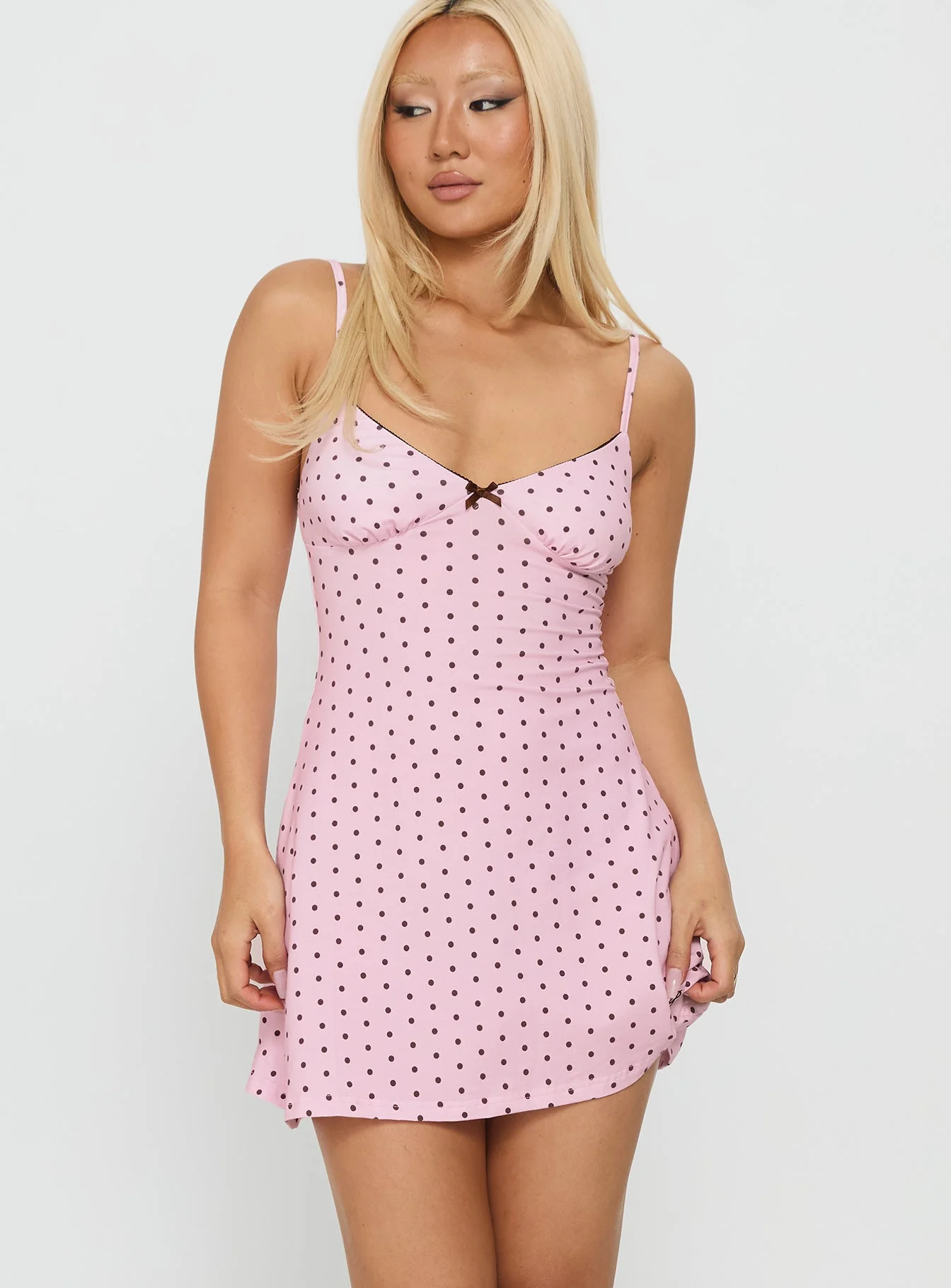Sleep Schedule Sleep Mini Dress Pink Polka - Image 2
