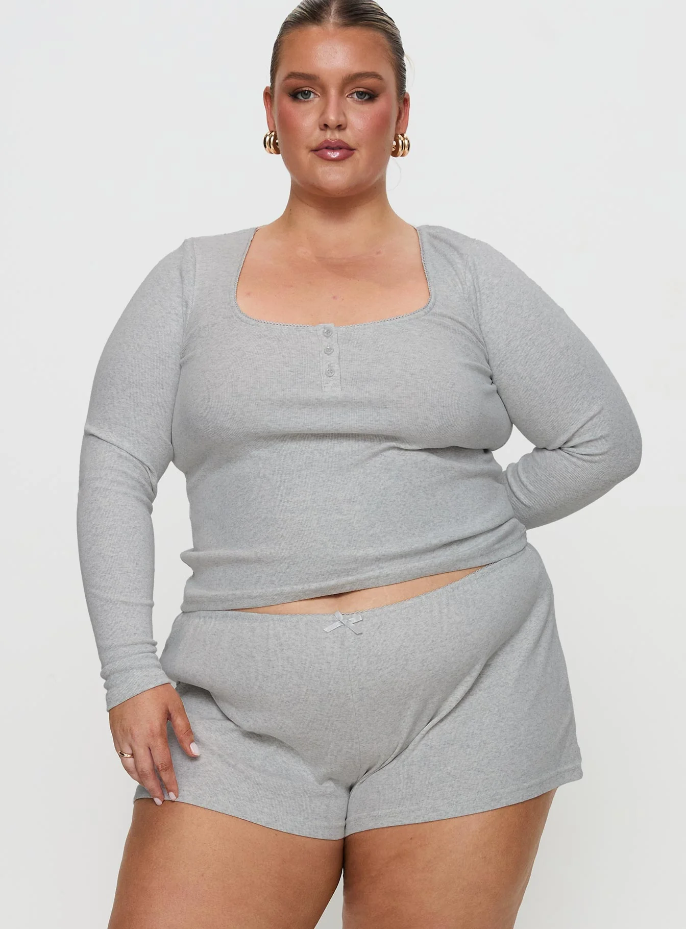 Sleepytea Rib Sleep Short Grey Curve - Image 2