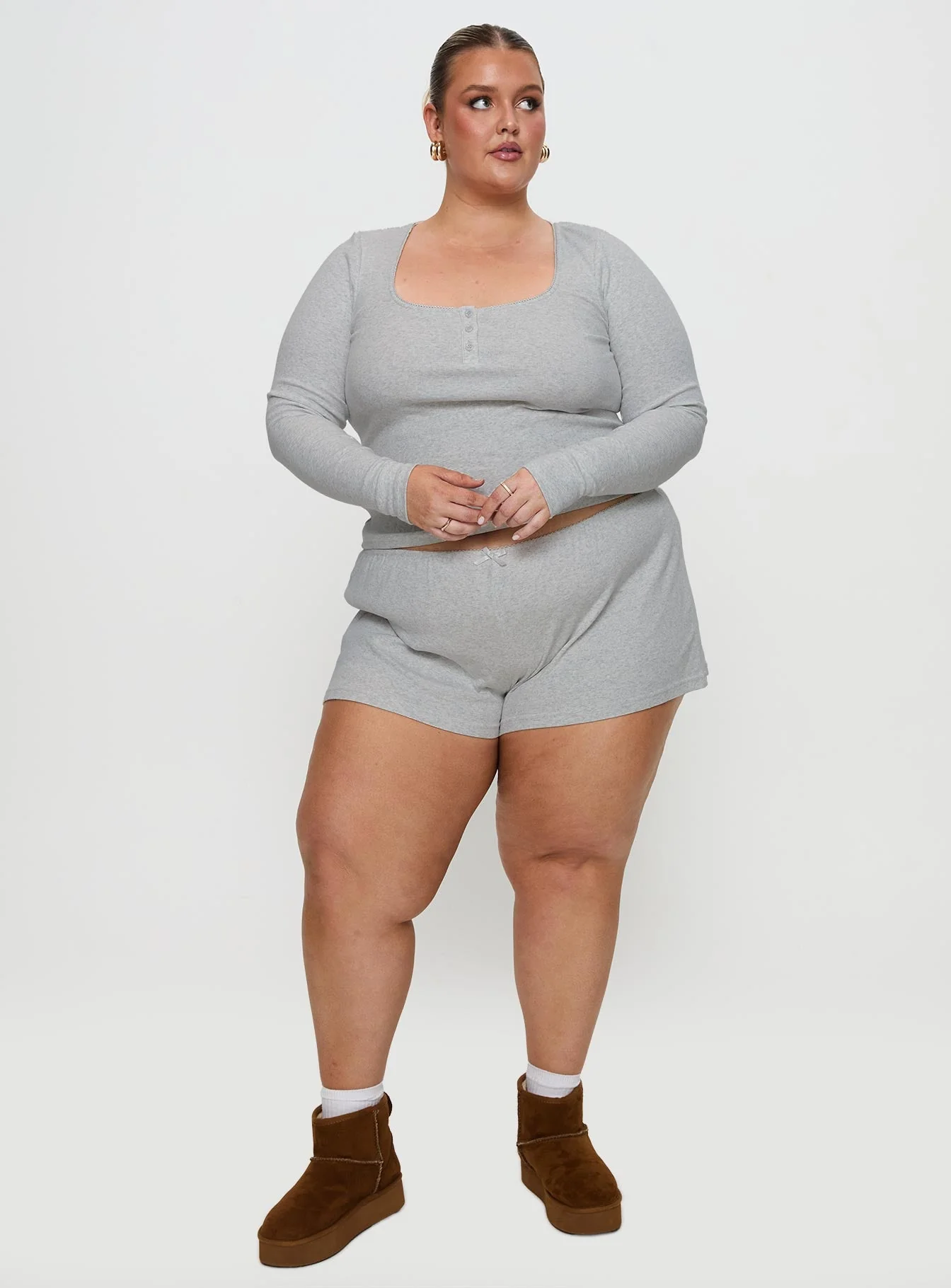 Sleepytea Rib Sleep Short Grey Curve - Image 3