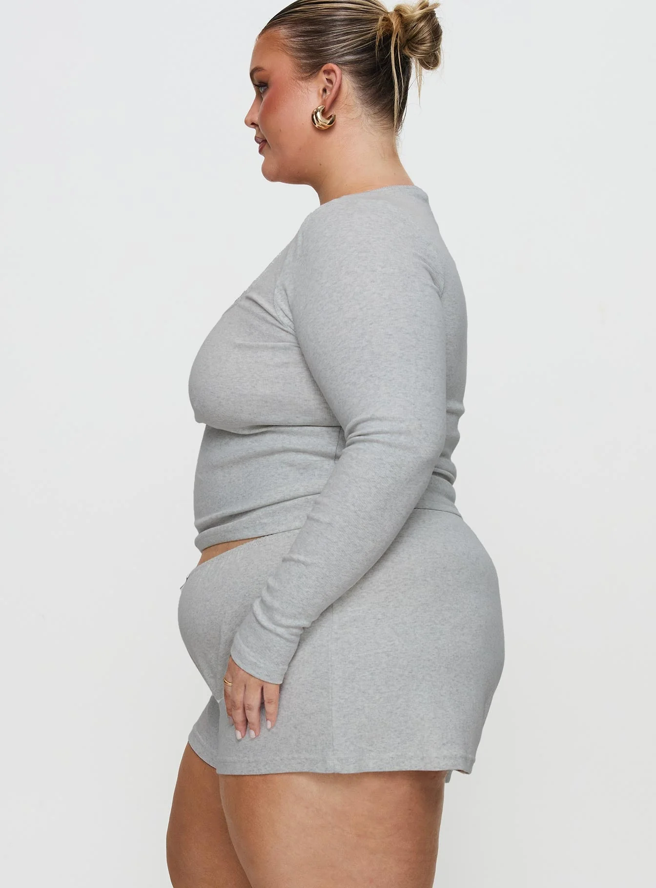 Sleepytea Rib Sleep Short Grey Curve - Image 4