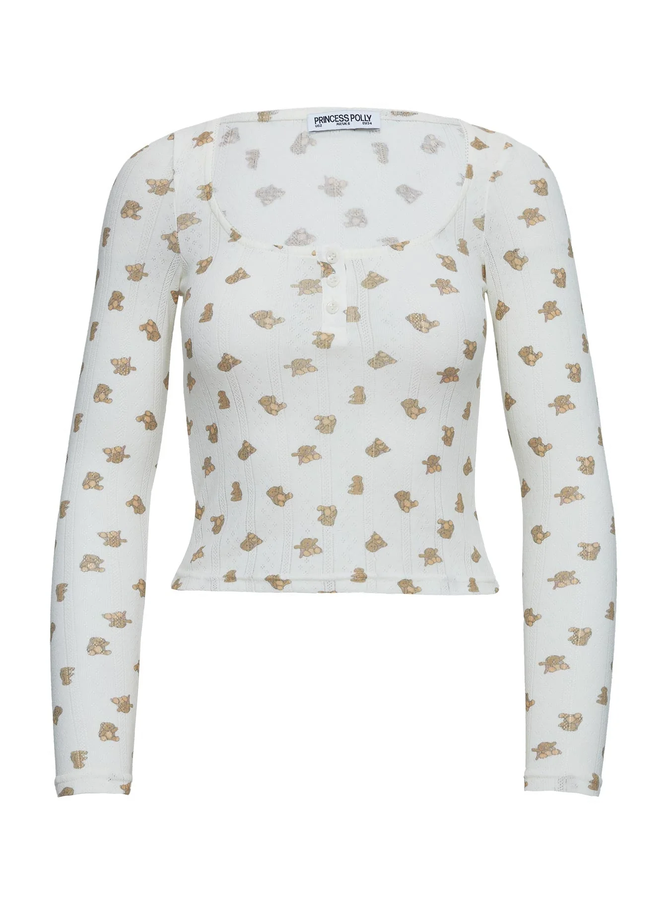 Sleepytea Pointelle Sleep Long Sleeve Top Multi - Image 5