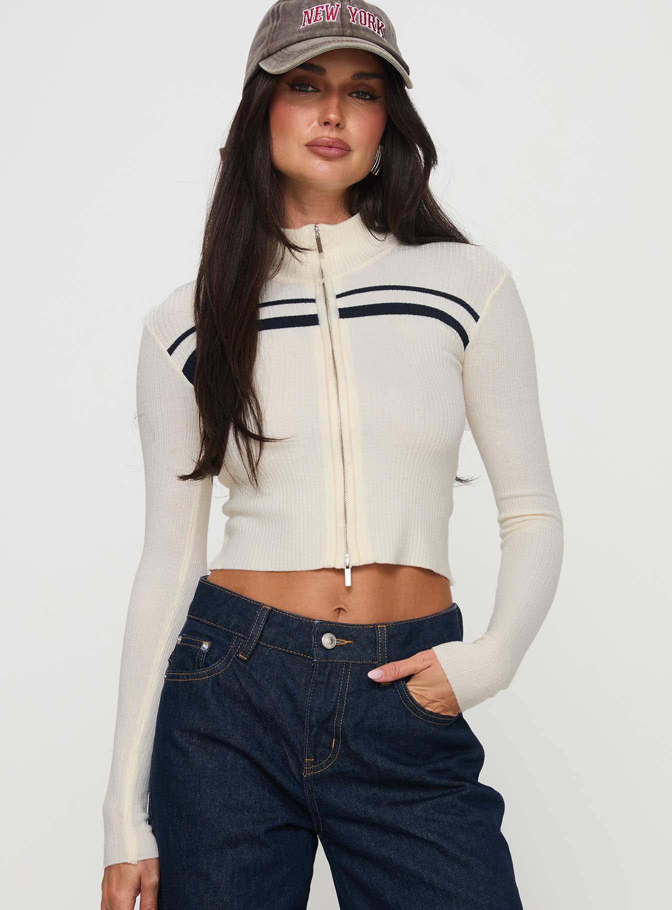 Slow It Down Long Sleeve Top Cream - Image 2