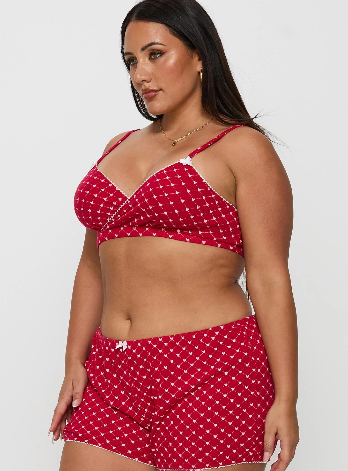 Slumber Pointelle Sleep Bralette Red Curve - Image 3