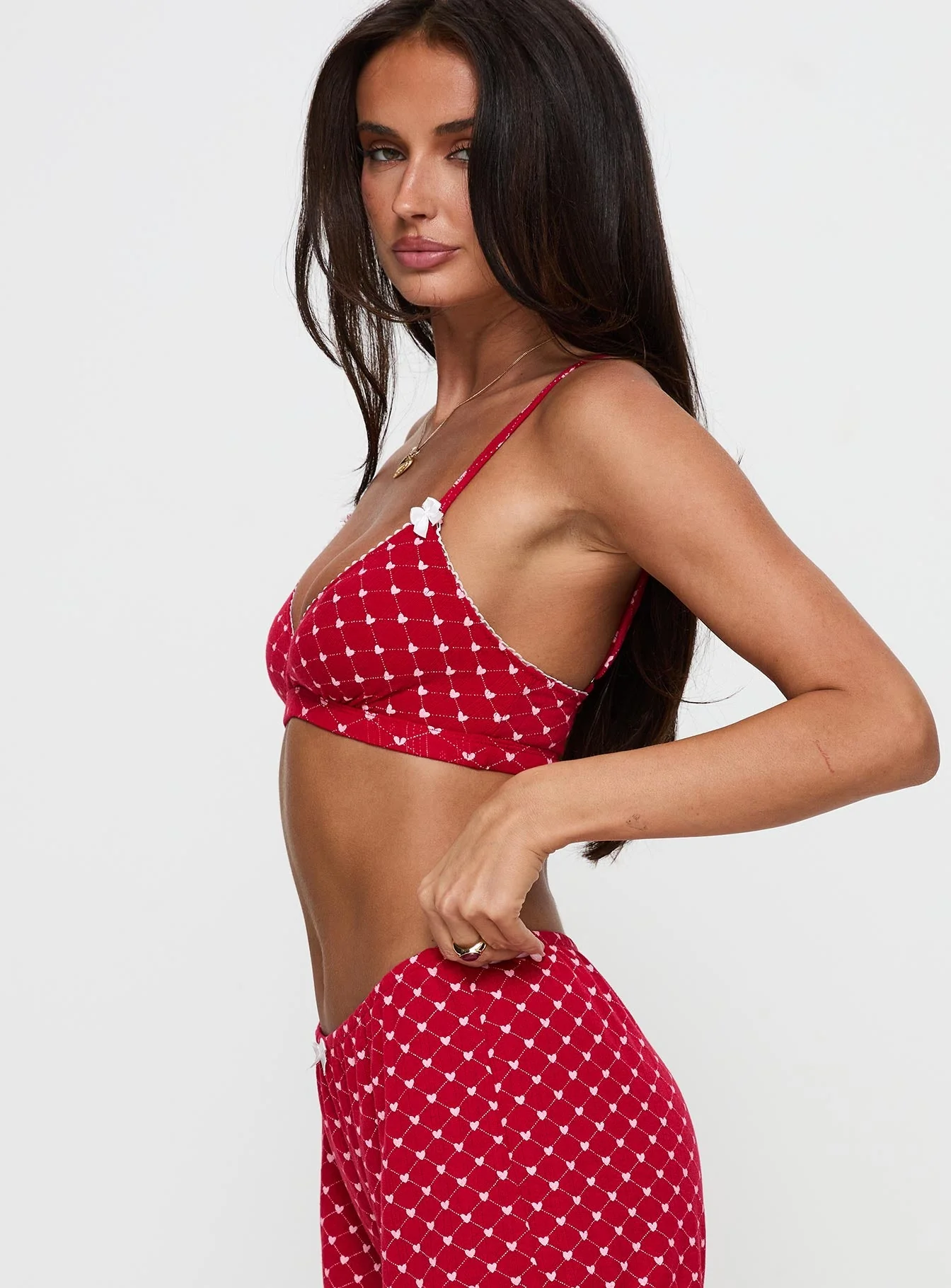 Slumber Pointelle Sleep Bralette Red - Image 4