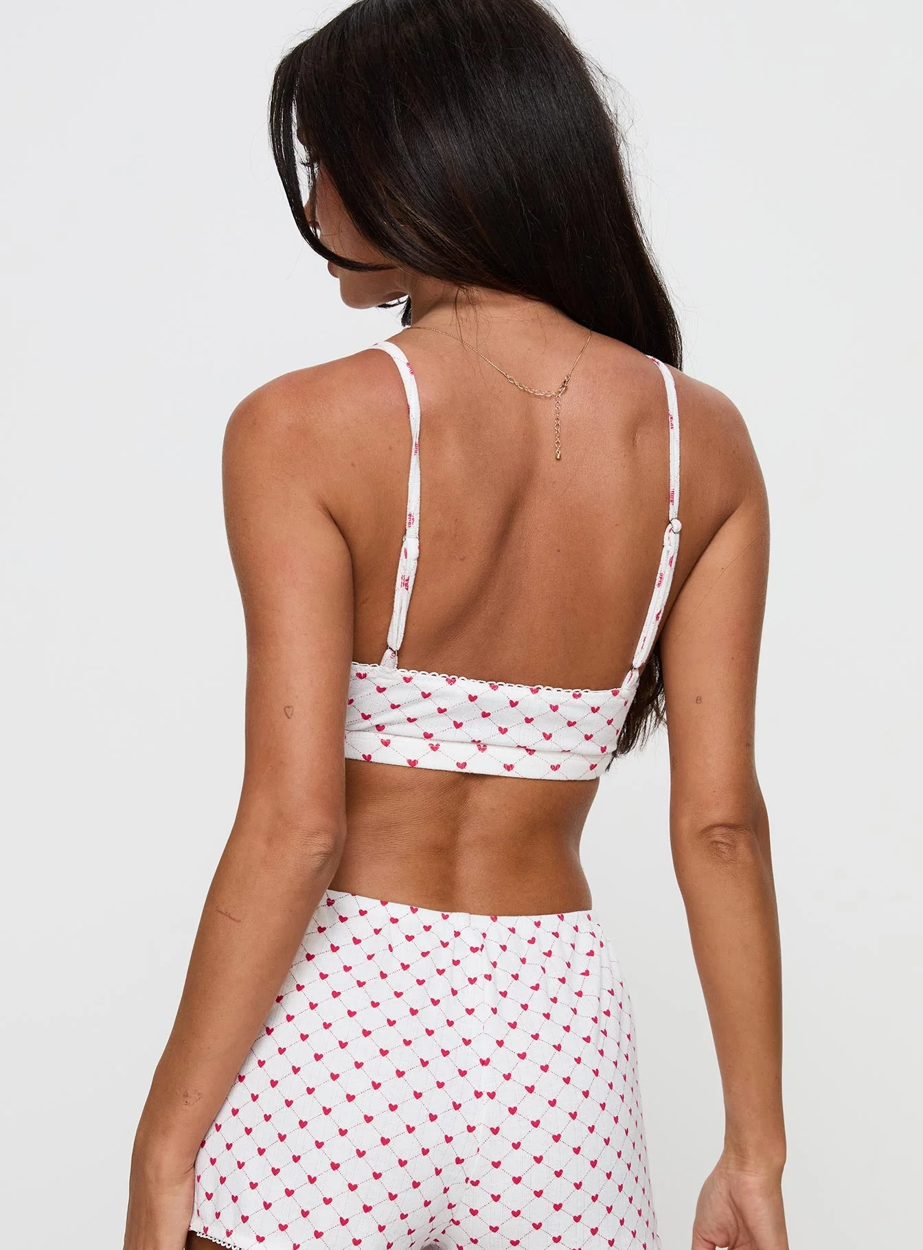 Slumber Pointelle Sleep Bralette White / Red - Image 5