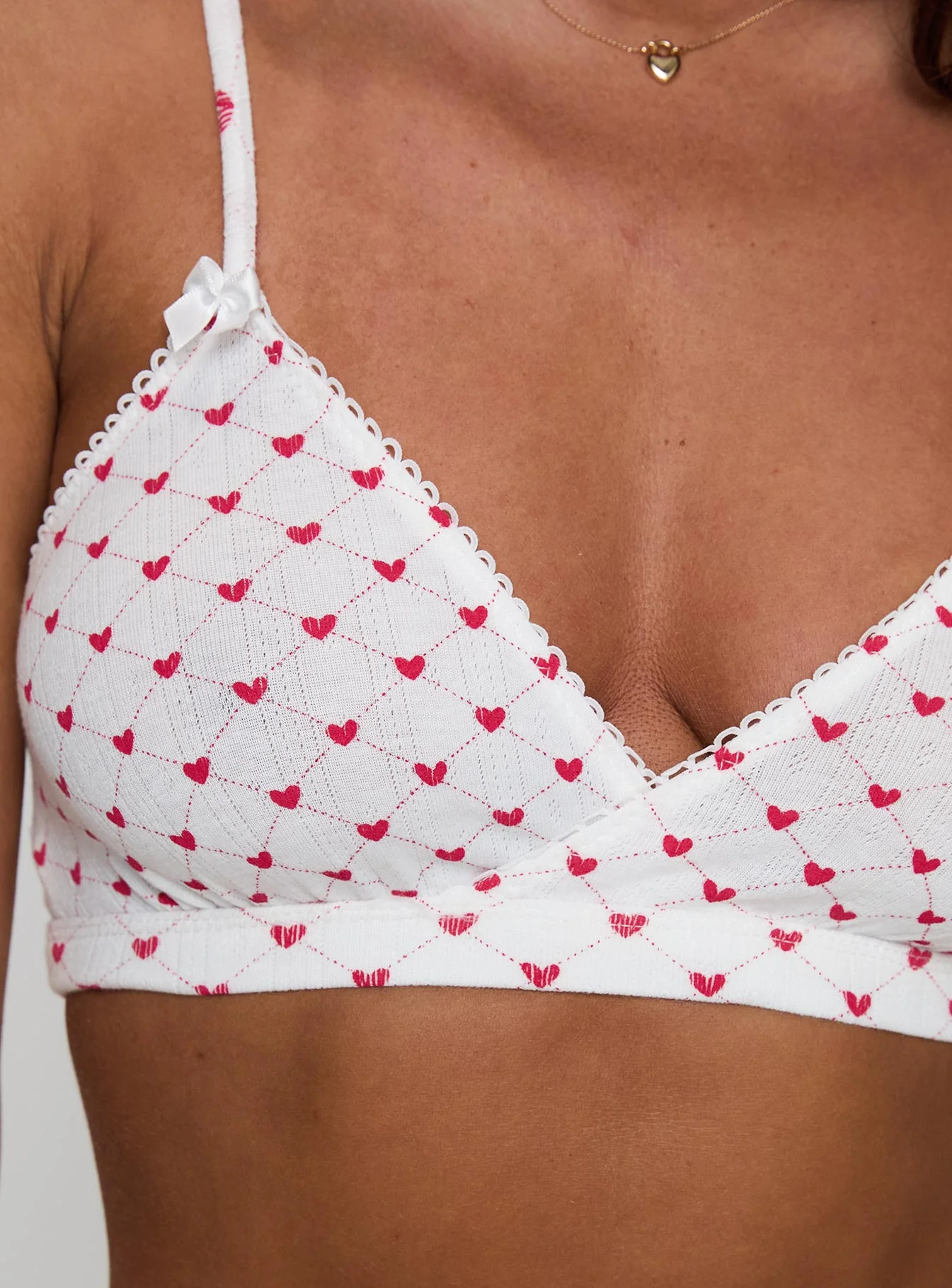 Slumber Pointelle Sleep Bralette White / Red - Image 6