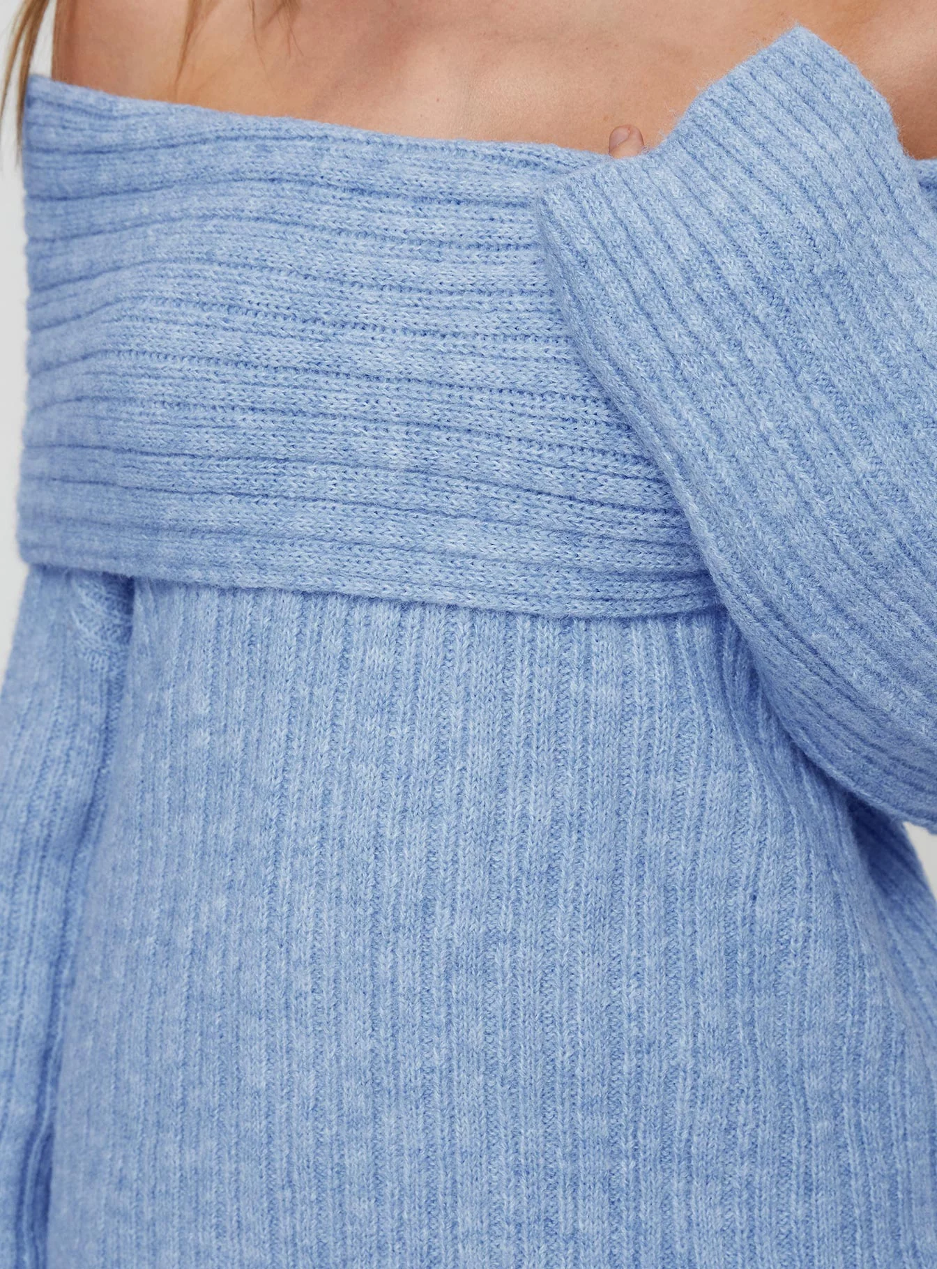 Snowie Off Shoulder Knit Sweater Blue - Image 6