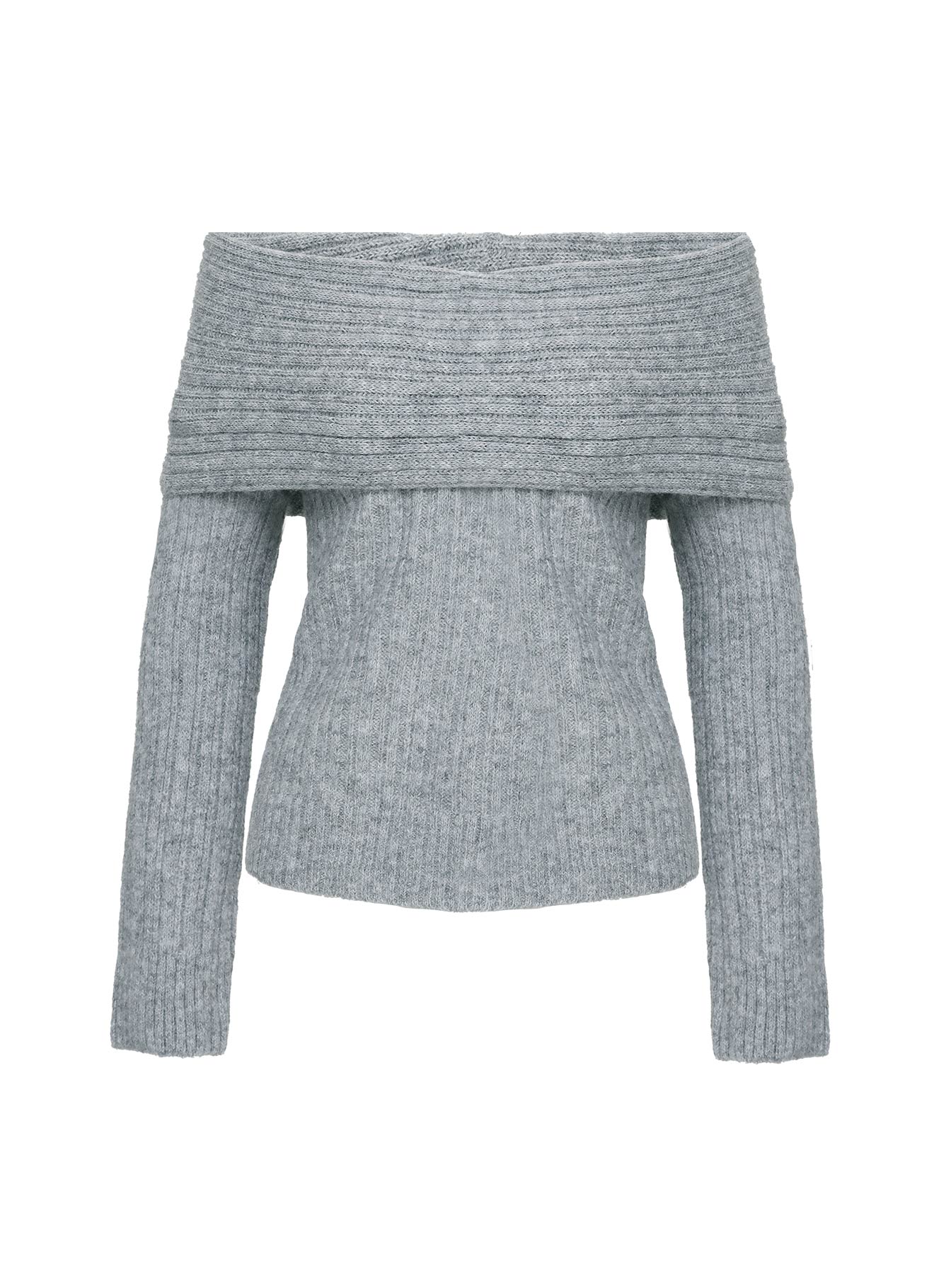 Snowie Off Shoulder Knit Sweater Grey - Image 5