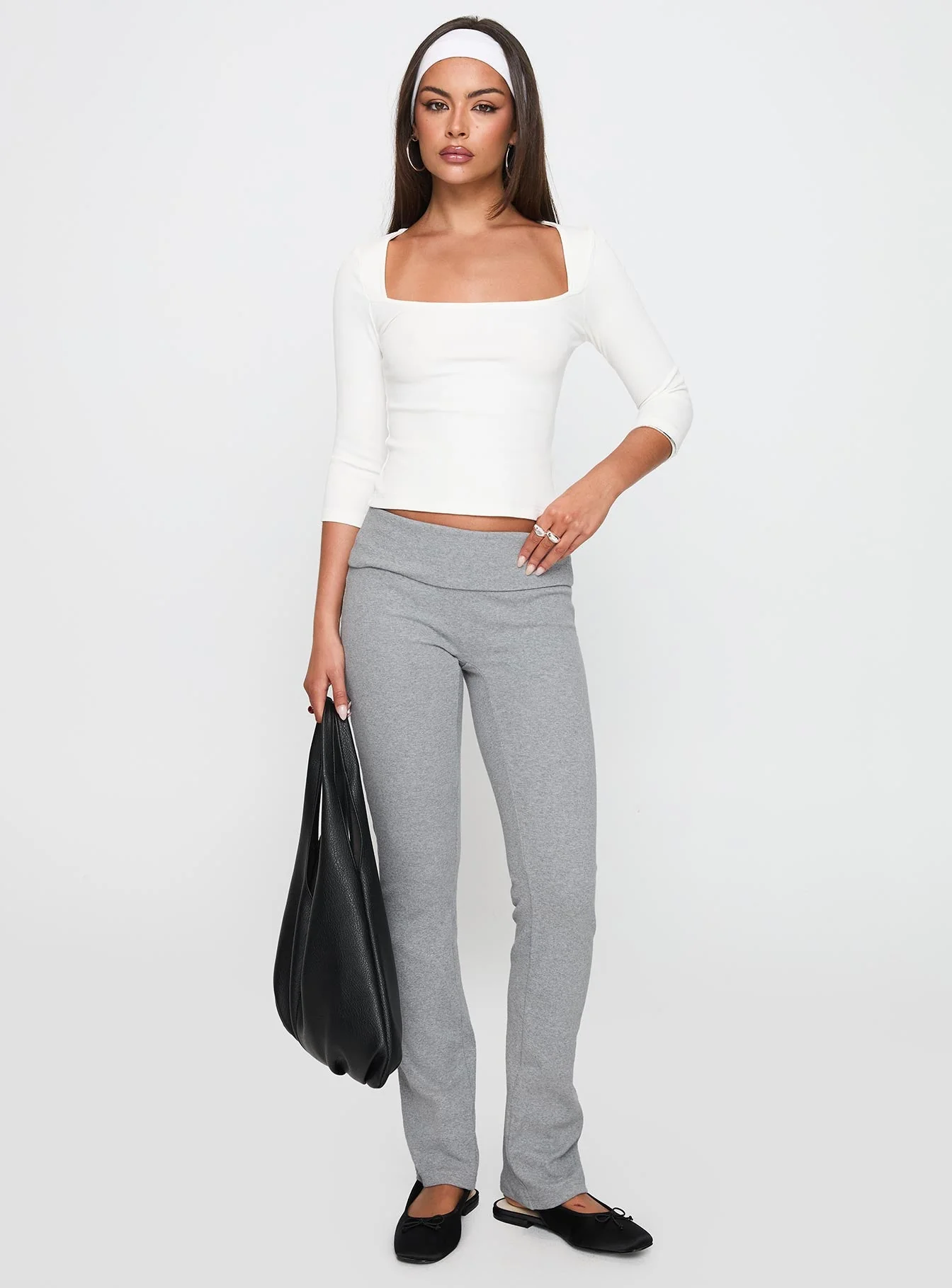 So American Rib 3/4 Sleeve Top White - Image 3