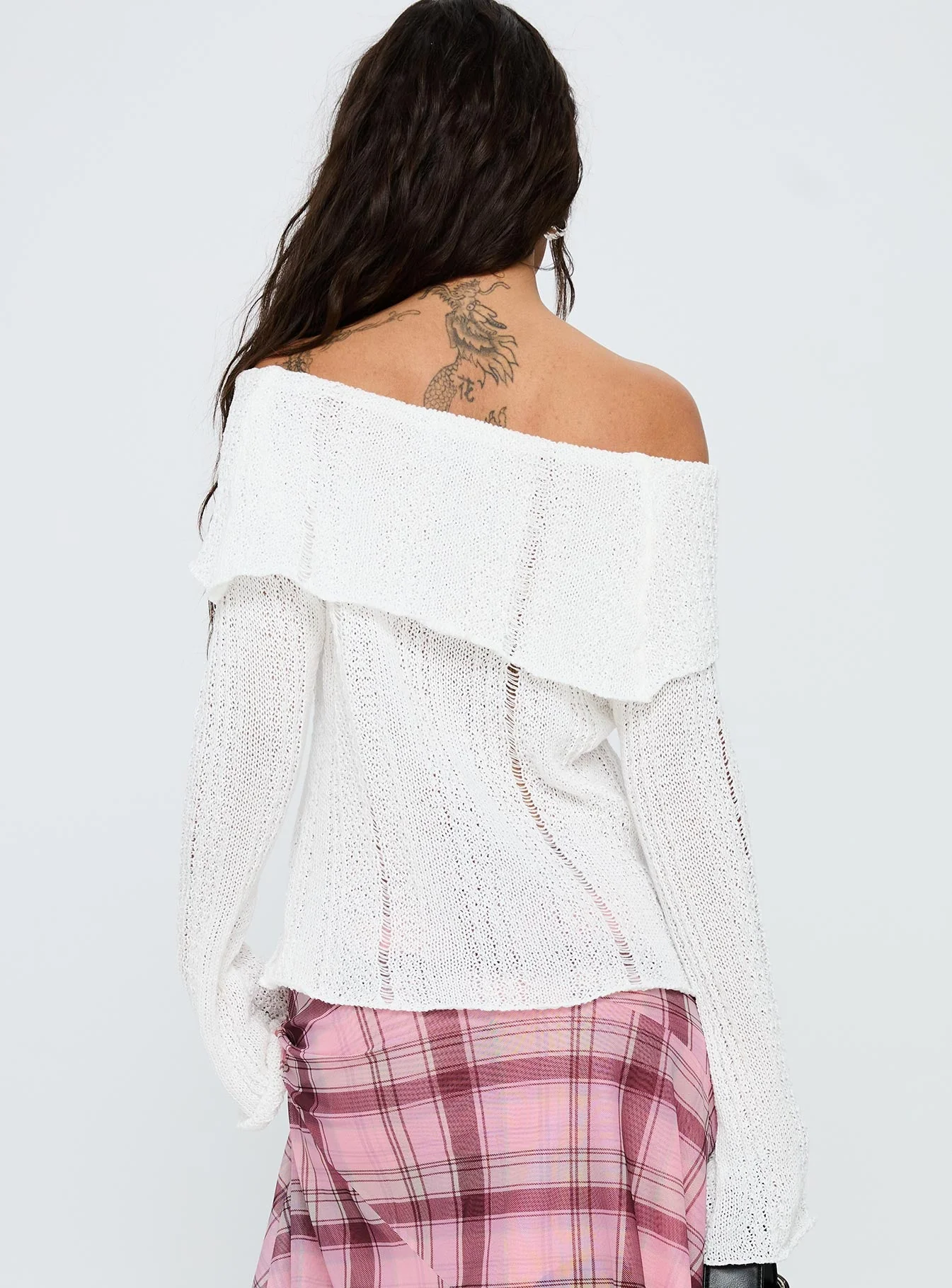 So Gone Off Shoulder Knit Sweater White - Image 5