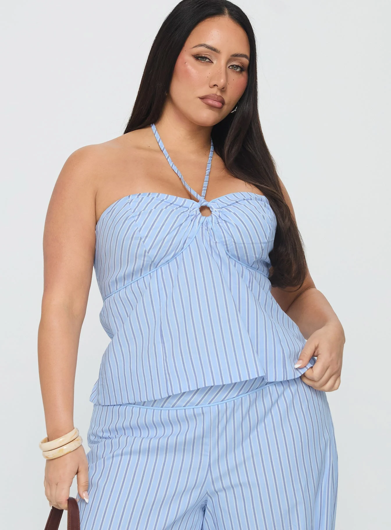 Sofea Halter Top Blue Stripe Curve - Image 2